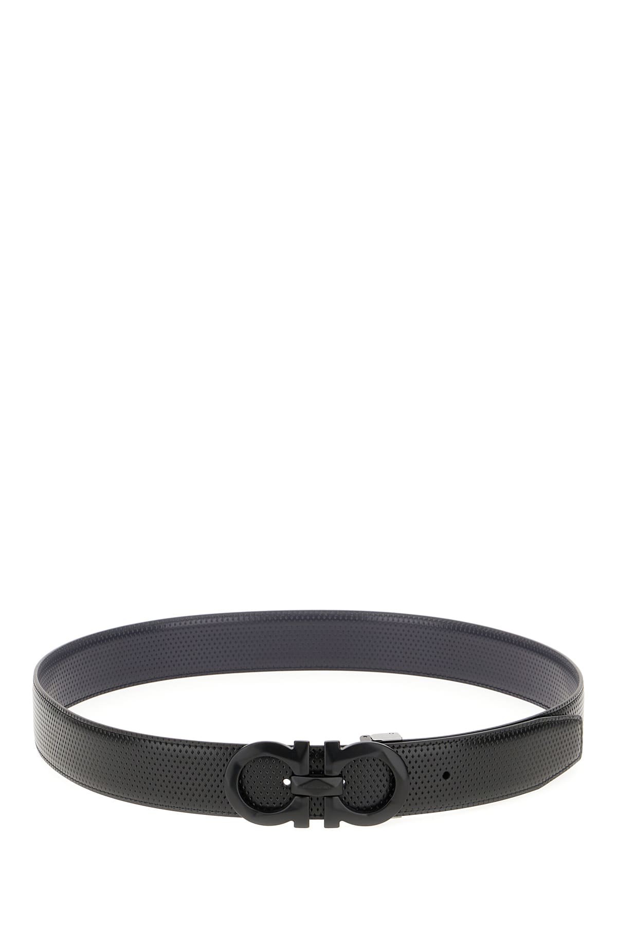 Ferragamo Black Leather Belt In Nero Bluemarine