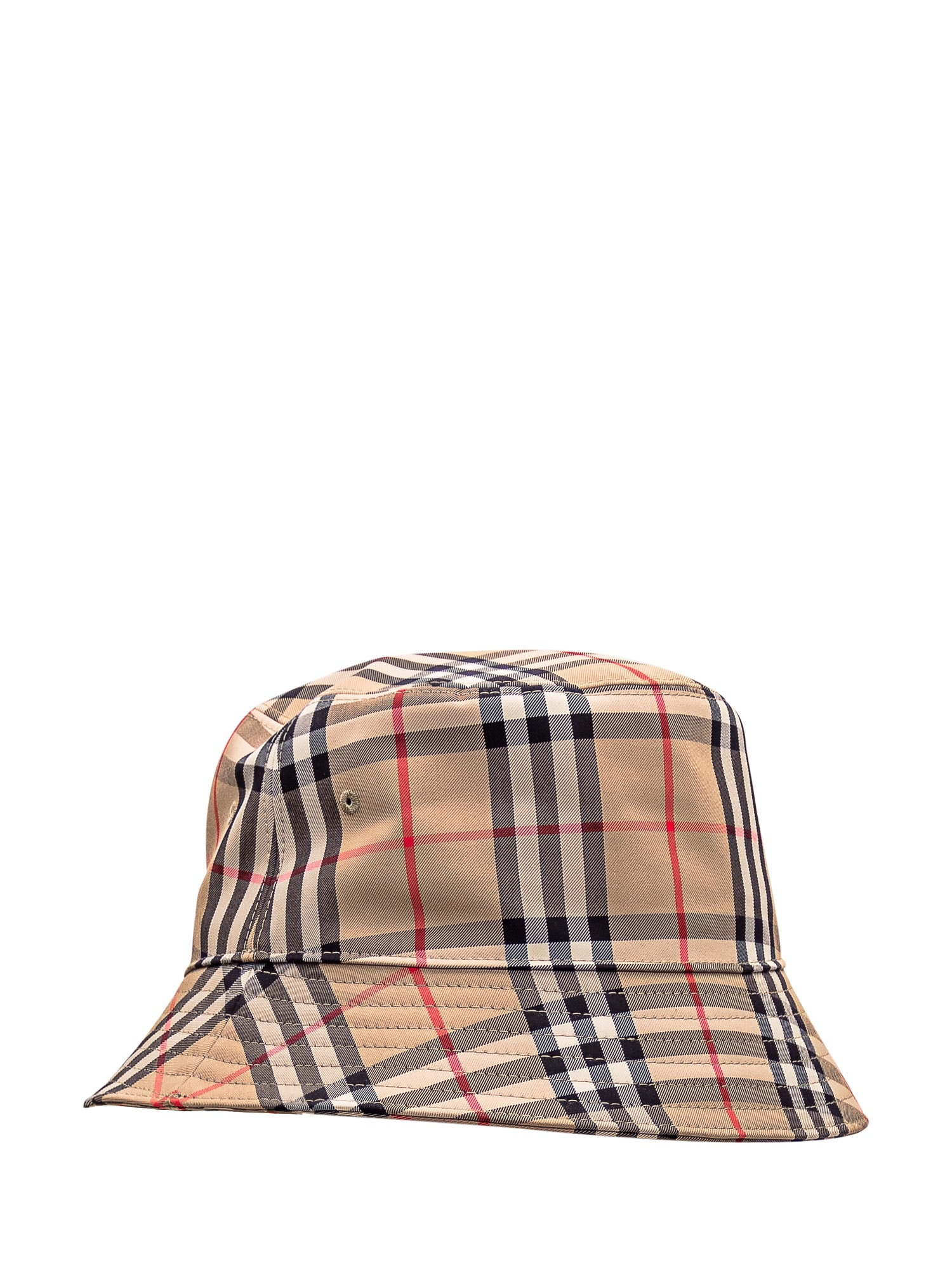 Exaggerated Check Cotton Canvas Bucket Hat in Birch Brown