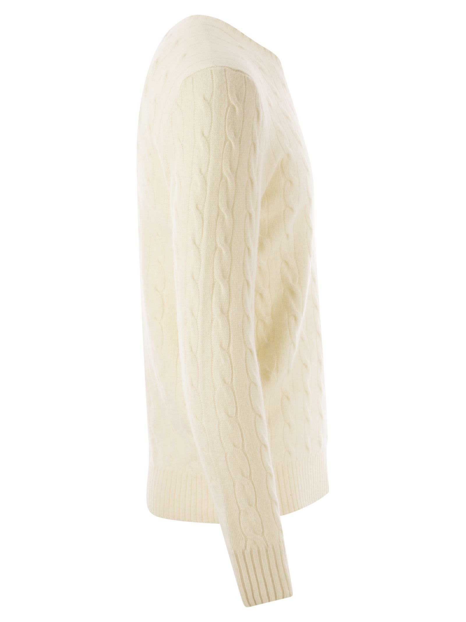 Shop Polo Ralph Lauren Wool And Cashmere Cable-knit Sweater In Cream