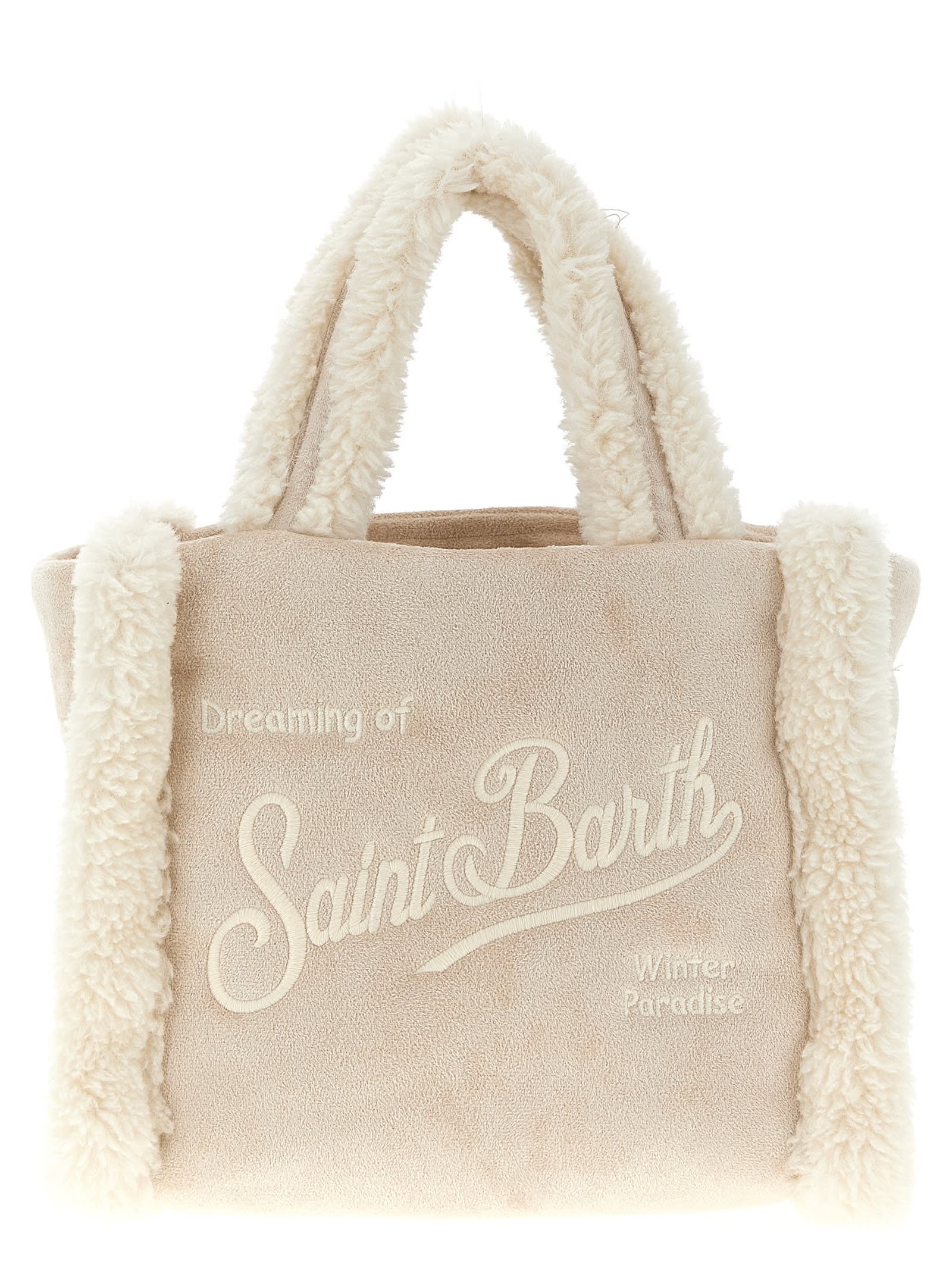 Mc2 Saint Barth Vanity Shearling Mini Handbag In Sand