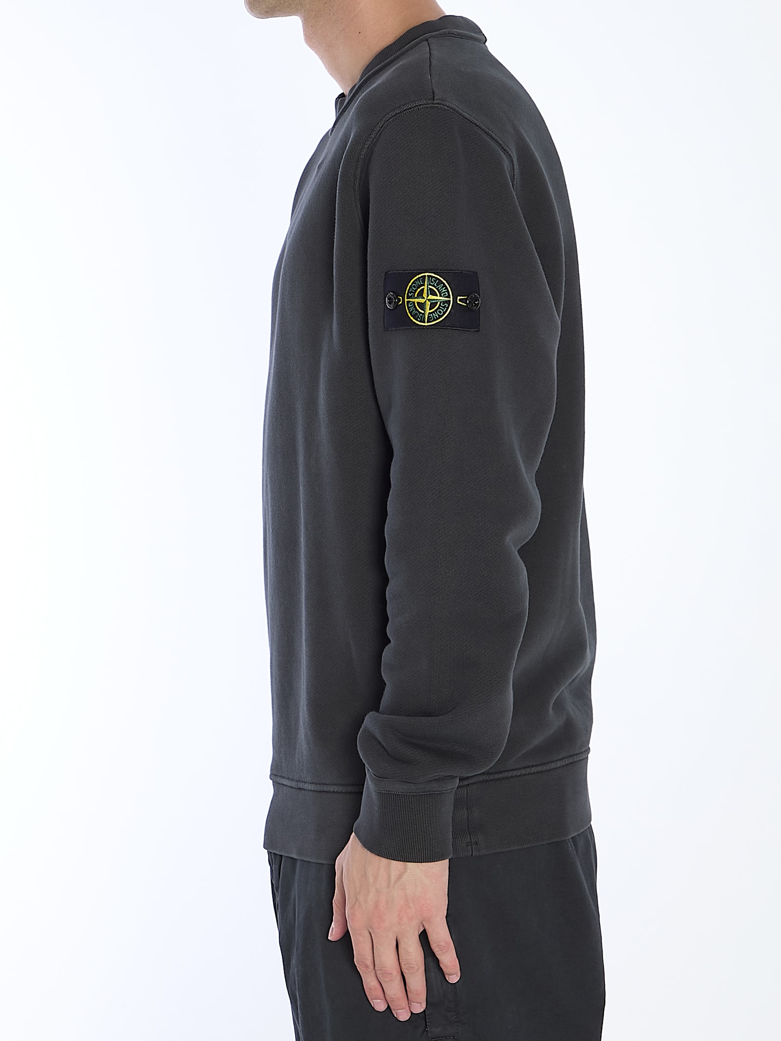 Shop Stone Island Cotton Sweatshirt In Grey