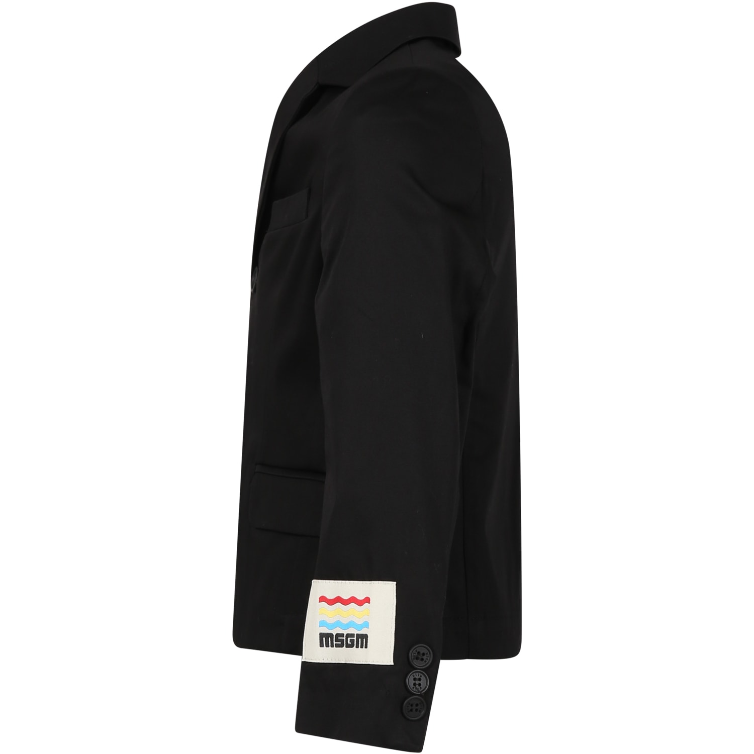 Shop Msgm Black Jacket For Boy With Logo