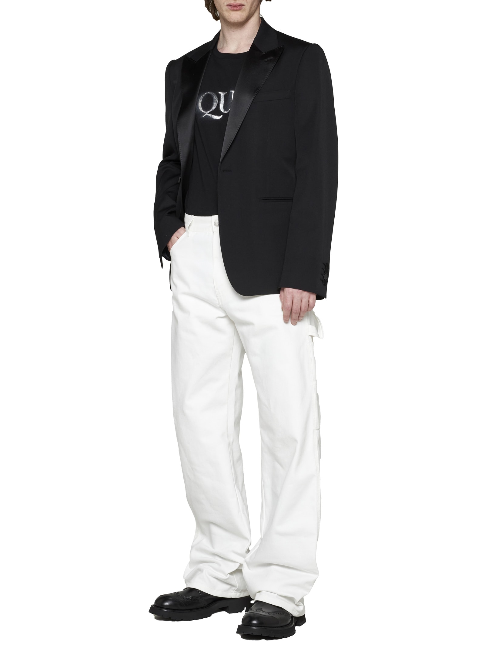 Alexander Mcqueen Single-breasted Suit Jacket In Black