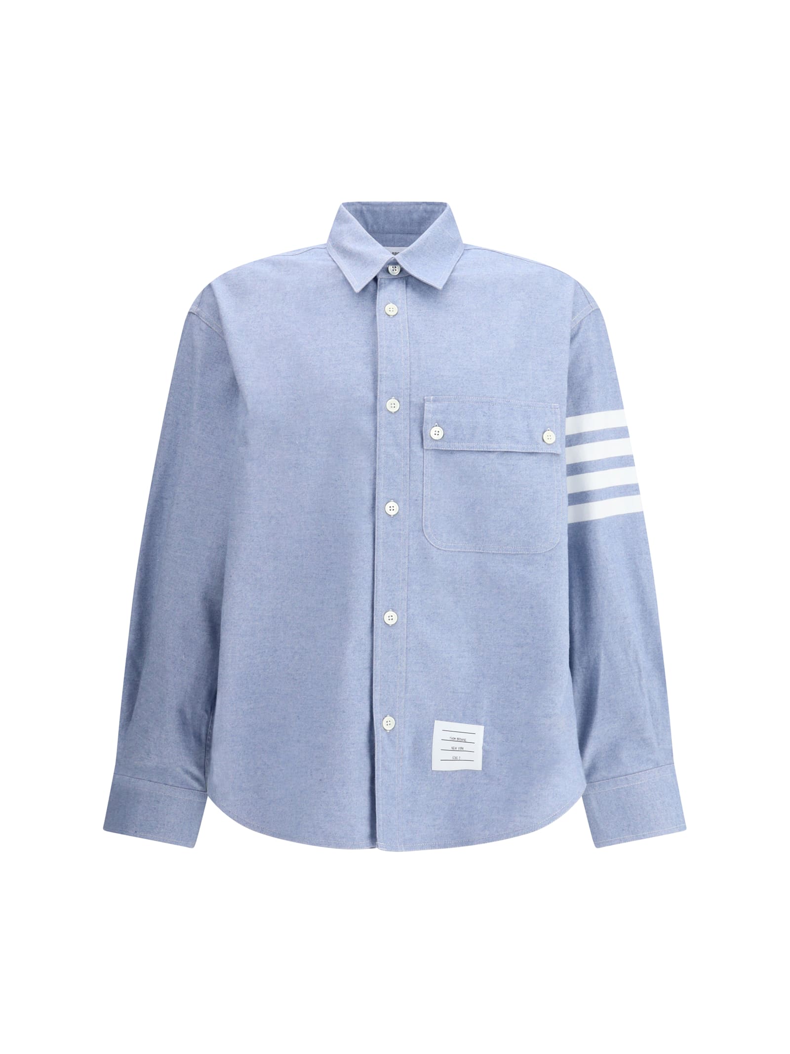 Thom Browne Flannel 4-bar Shirt In Blue