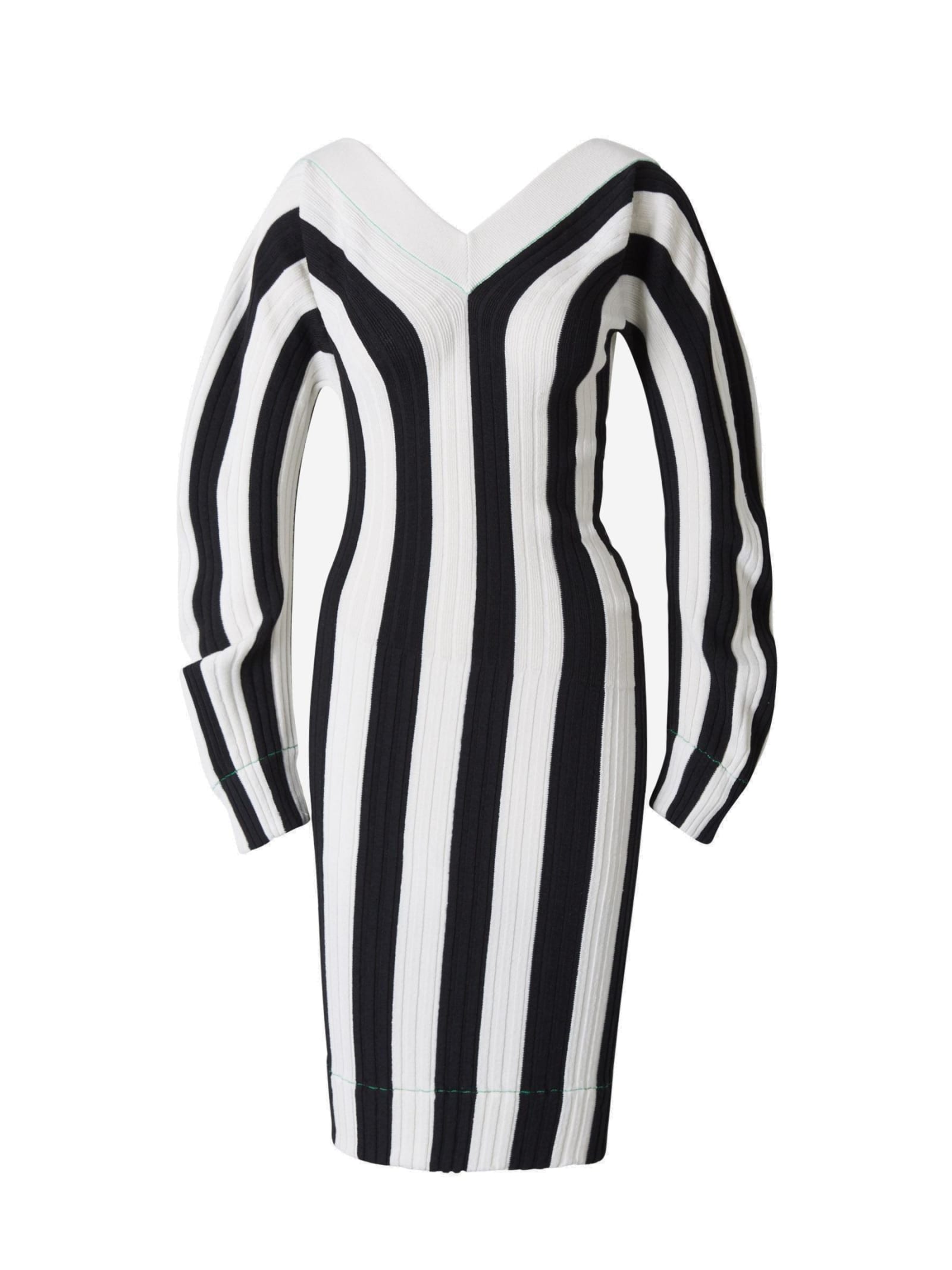 Bottega Veneta V-neck Striped Ribbed Dress
