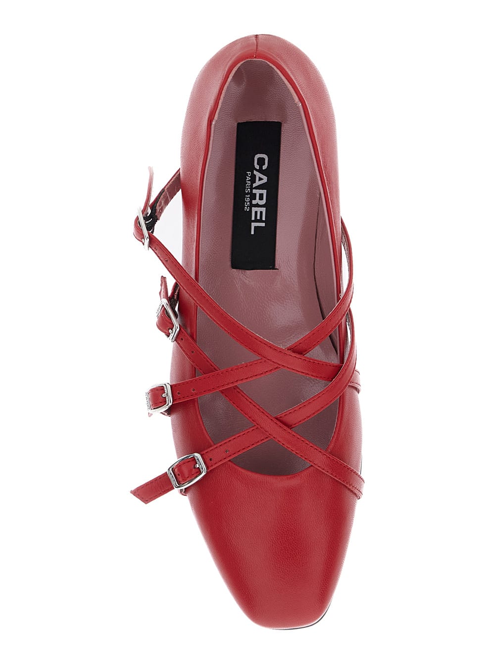 CAREL ELOISE RED BALLET SHOES WITH CRISS-CROSSED ADJUSTABLE STRAPS IN LEATHER WOMAN