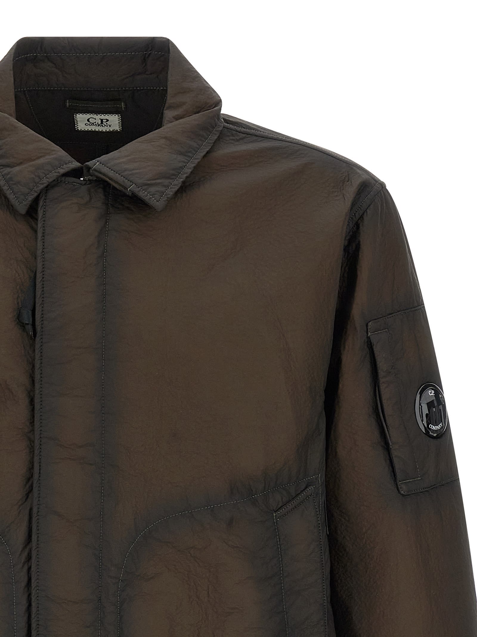 C.p. Company Bi-film Felt Jacket Puffer Jackets Green In Green