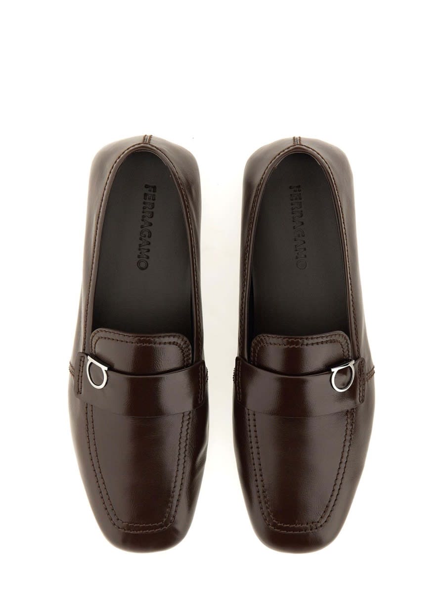 Shop Ferragamo Moccasin Ornament Gancini In Brown