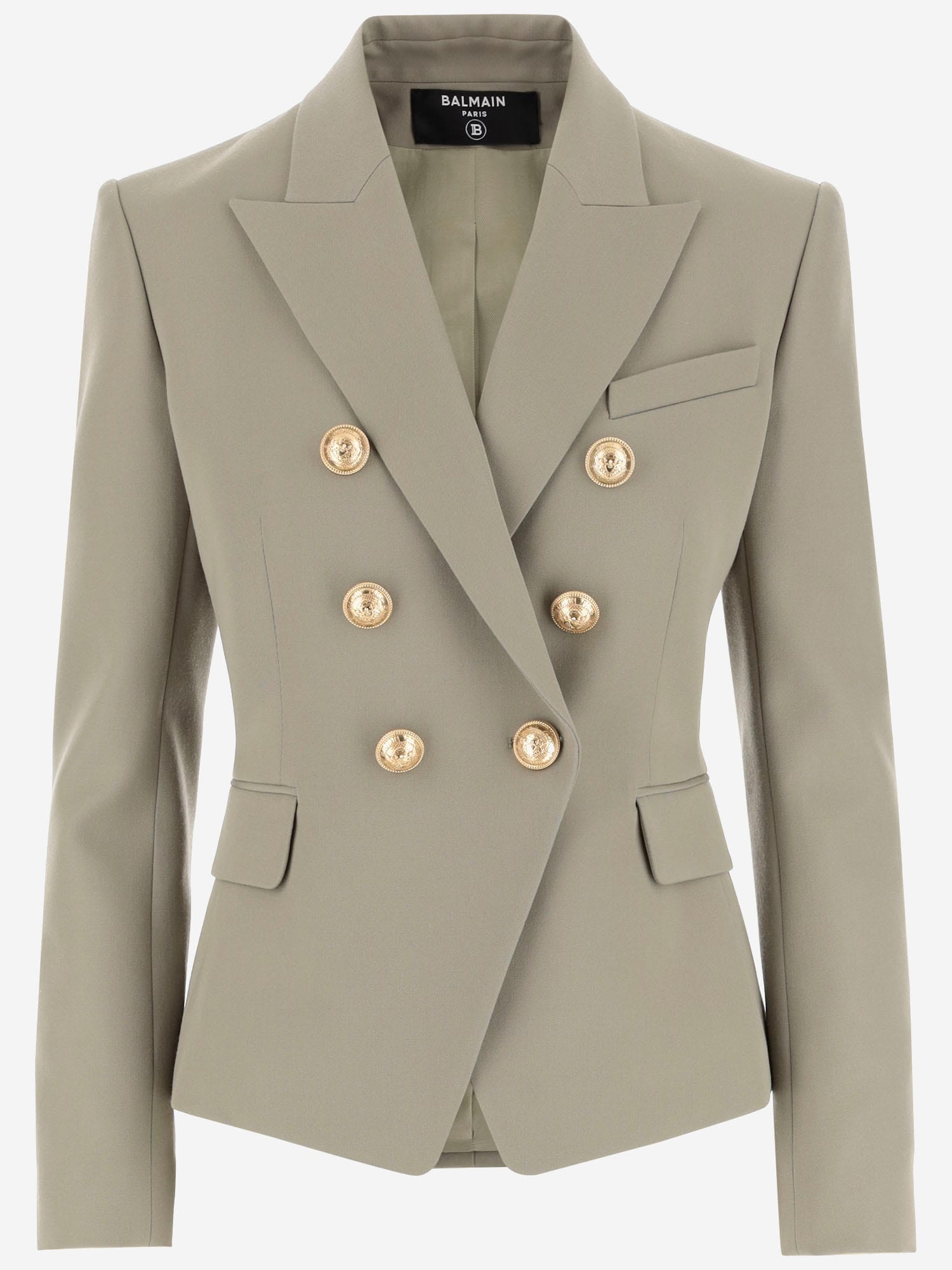 Shop Balmain Wool Jacket In Beige