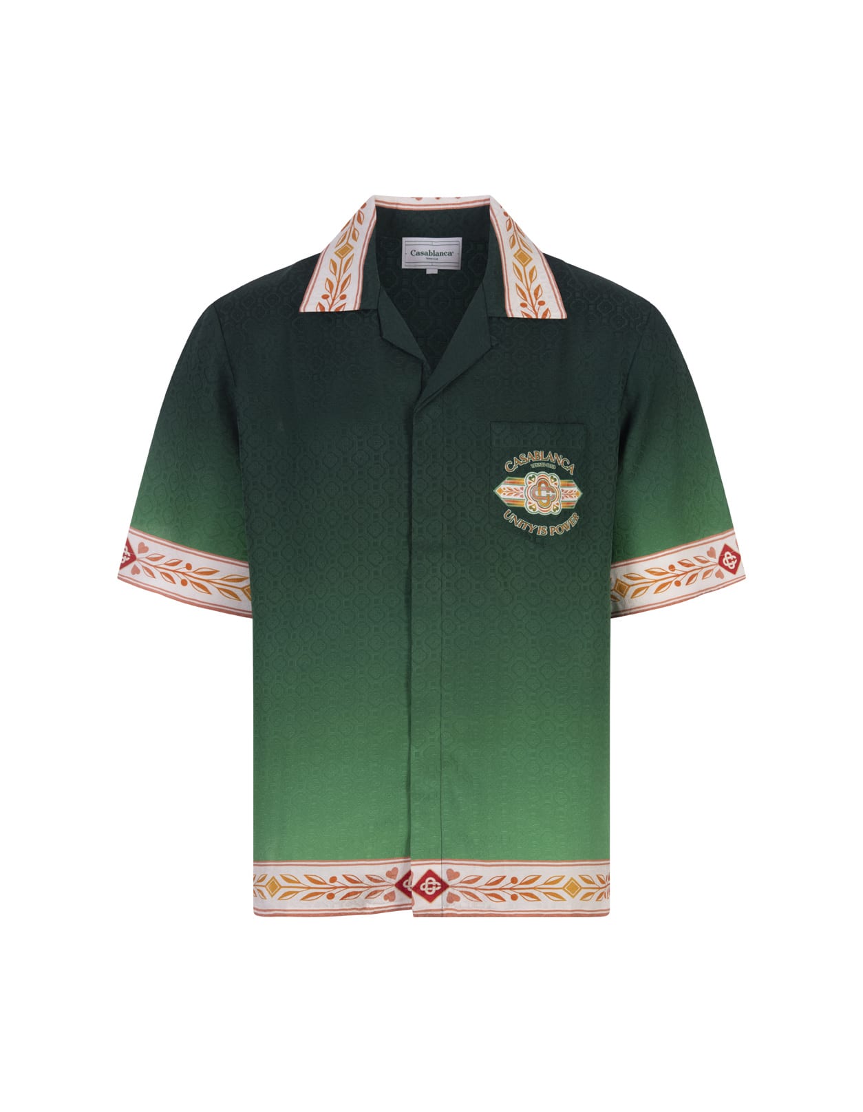 Shop Casablanca Unity Is Power Silk Shirt In Green