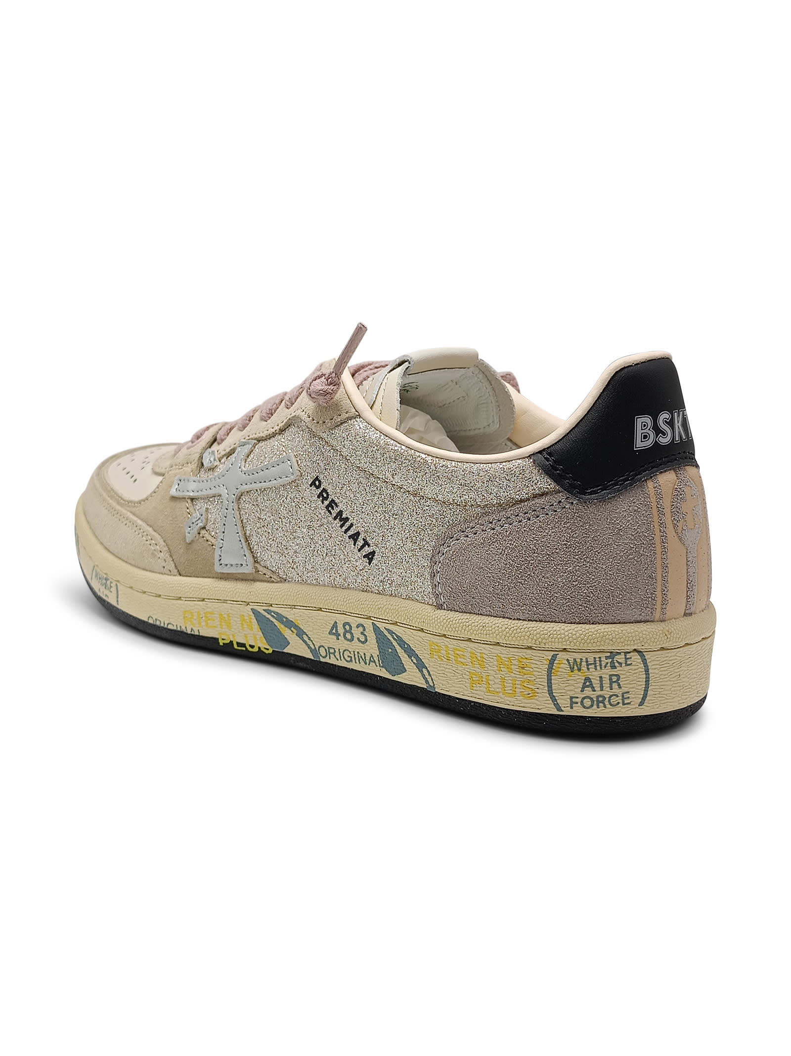 Premiata Sneakers In Gold Glitter-beige