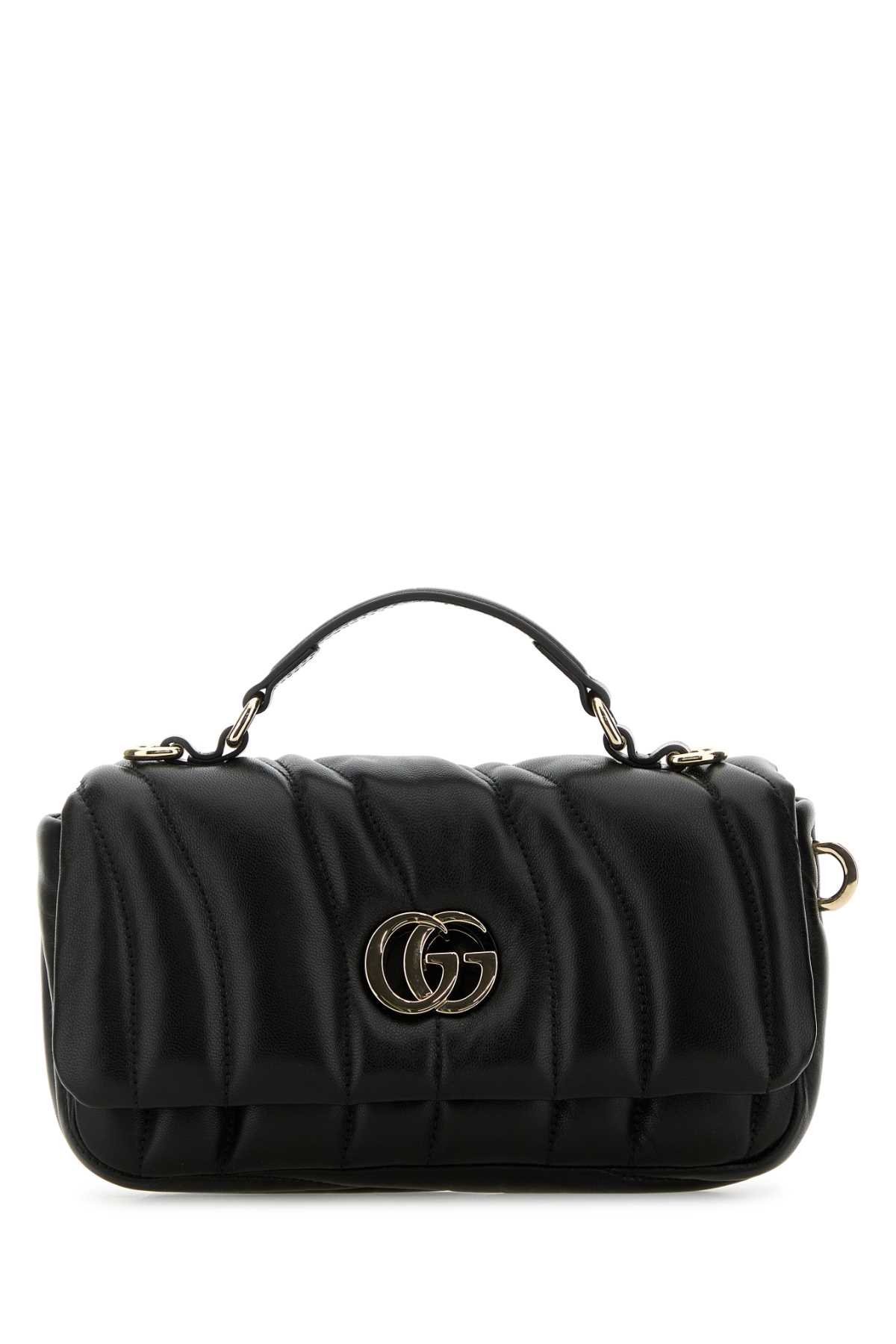 Gucci Milano Leather Handbag Top Handle In Black