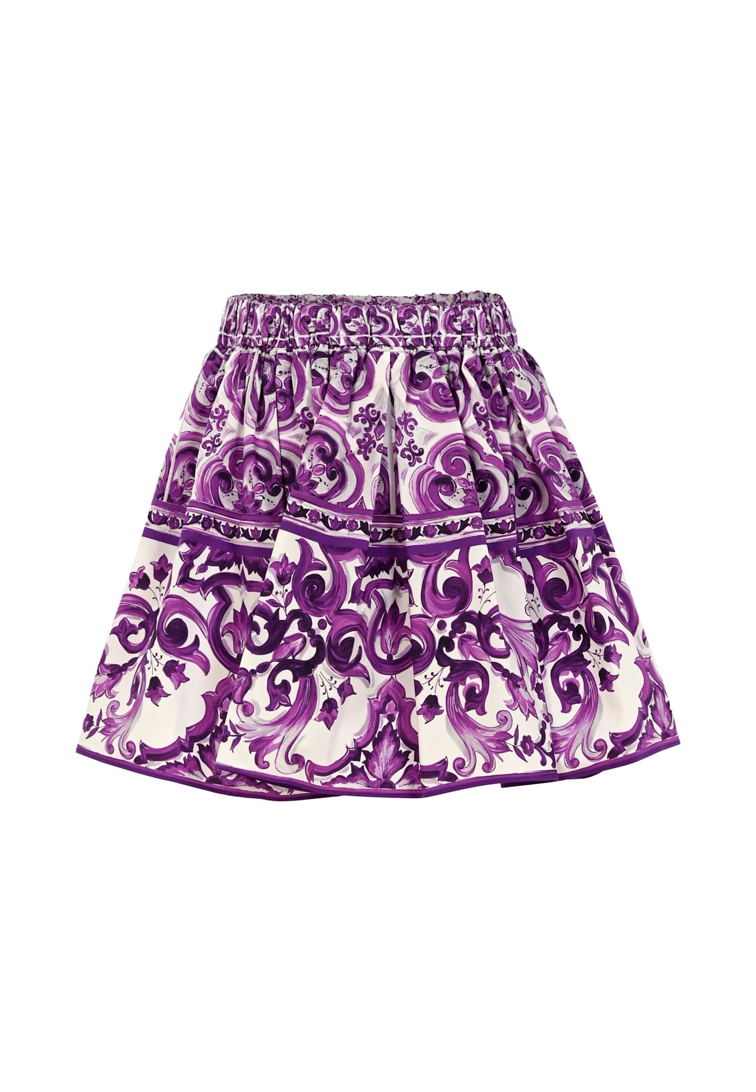 Dolce & Gabbana Graphic-print Cotton Skirt In Purple