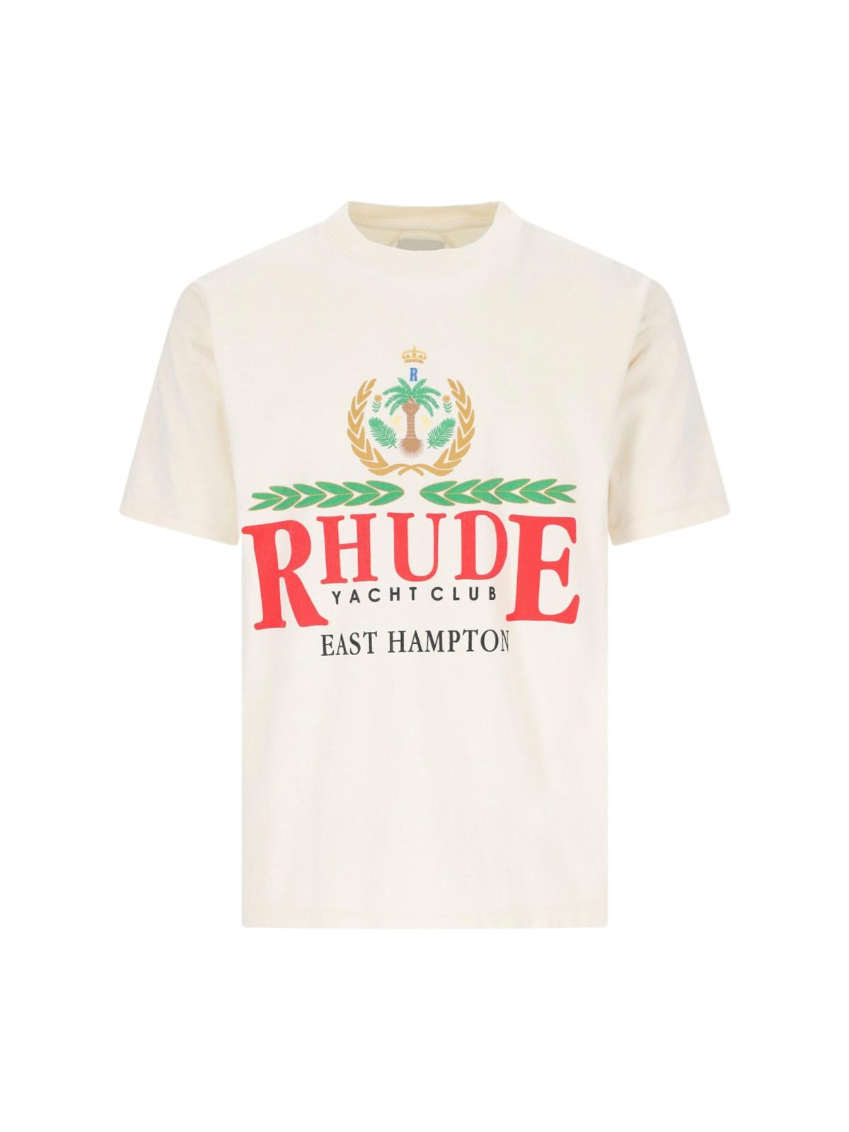Shop Rhude Logo Print T-shirt In Natural