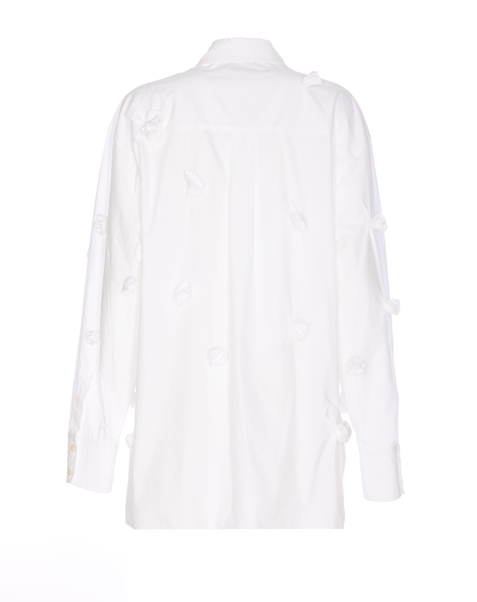 Shop Sportmax Oversized 3d Rose Detail Shirt In White