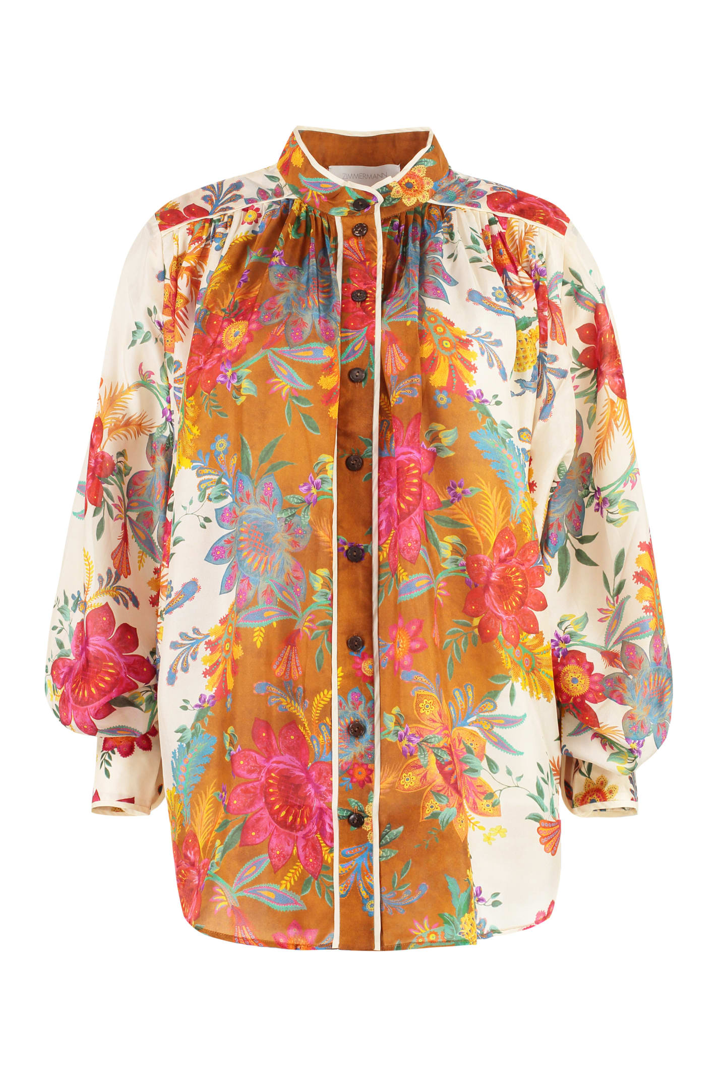 Ginger Relaxed Flowers Printed Silk Blouse