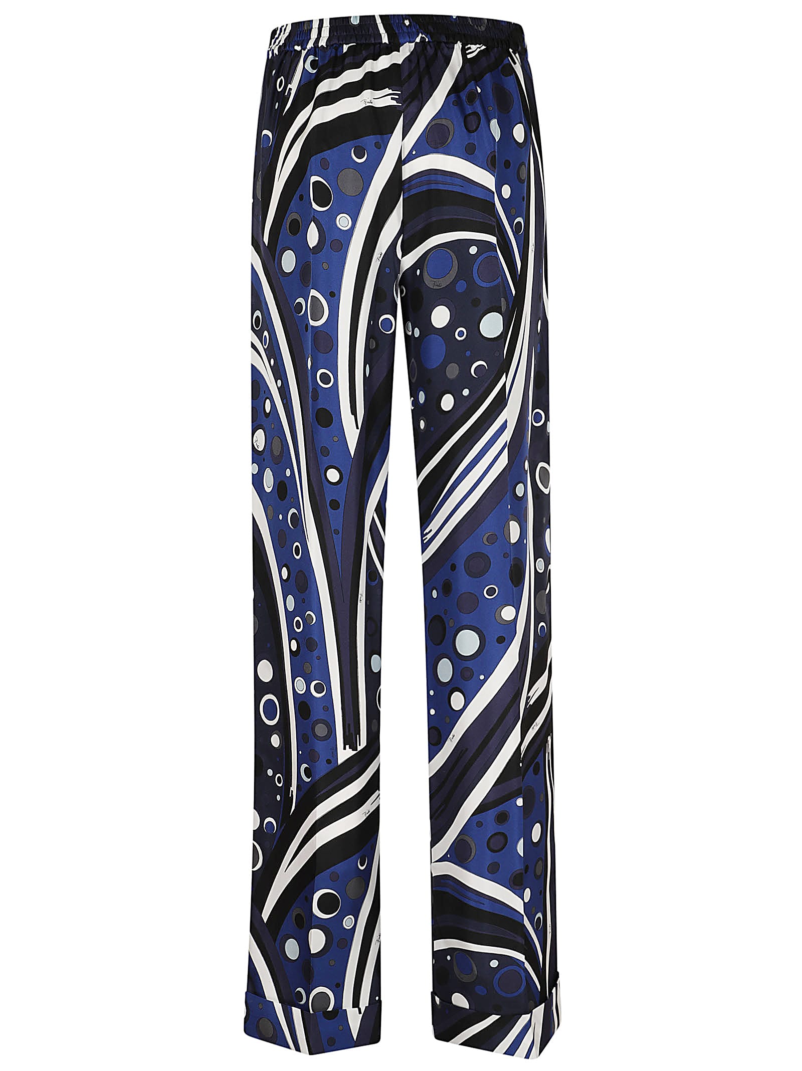 Shop Pucci Silk Trousers In Navy