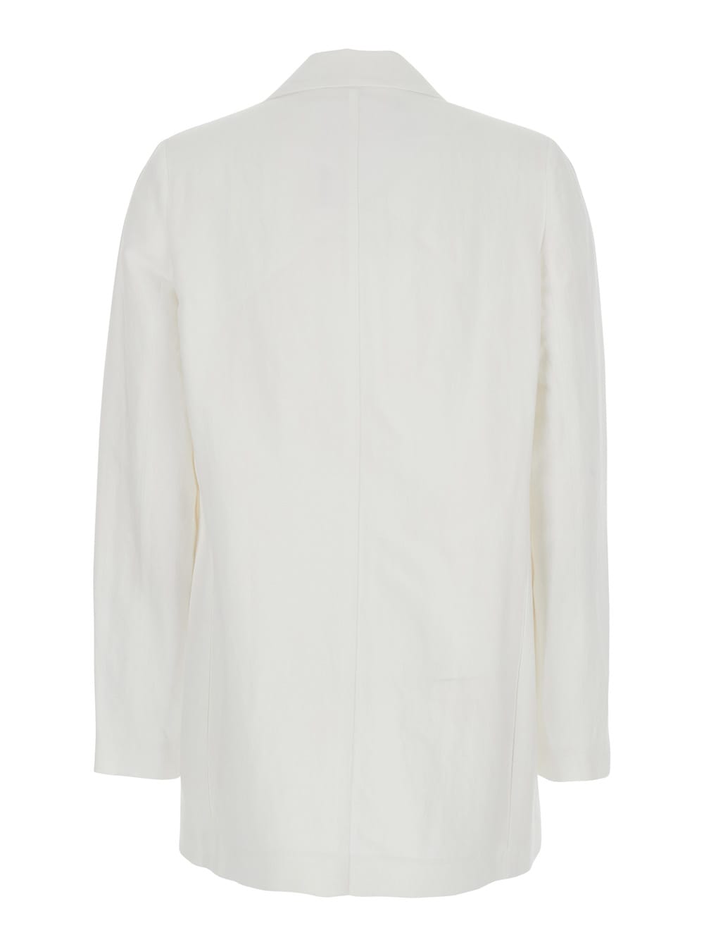 Merci White Jacket With Classic Lapels And Welt Pocket On The Chest