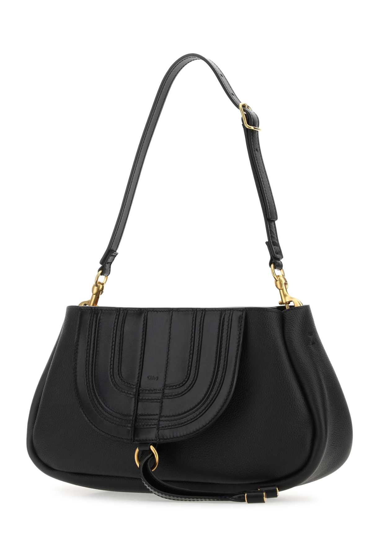 Shop Chloé Black Leather Marcie Clutch In 001