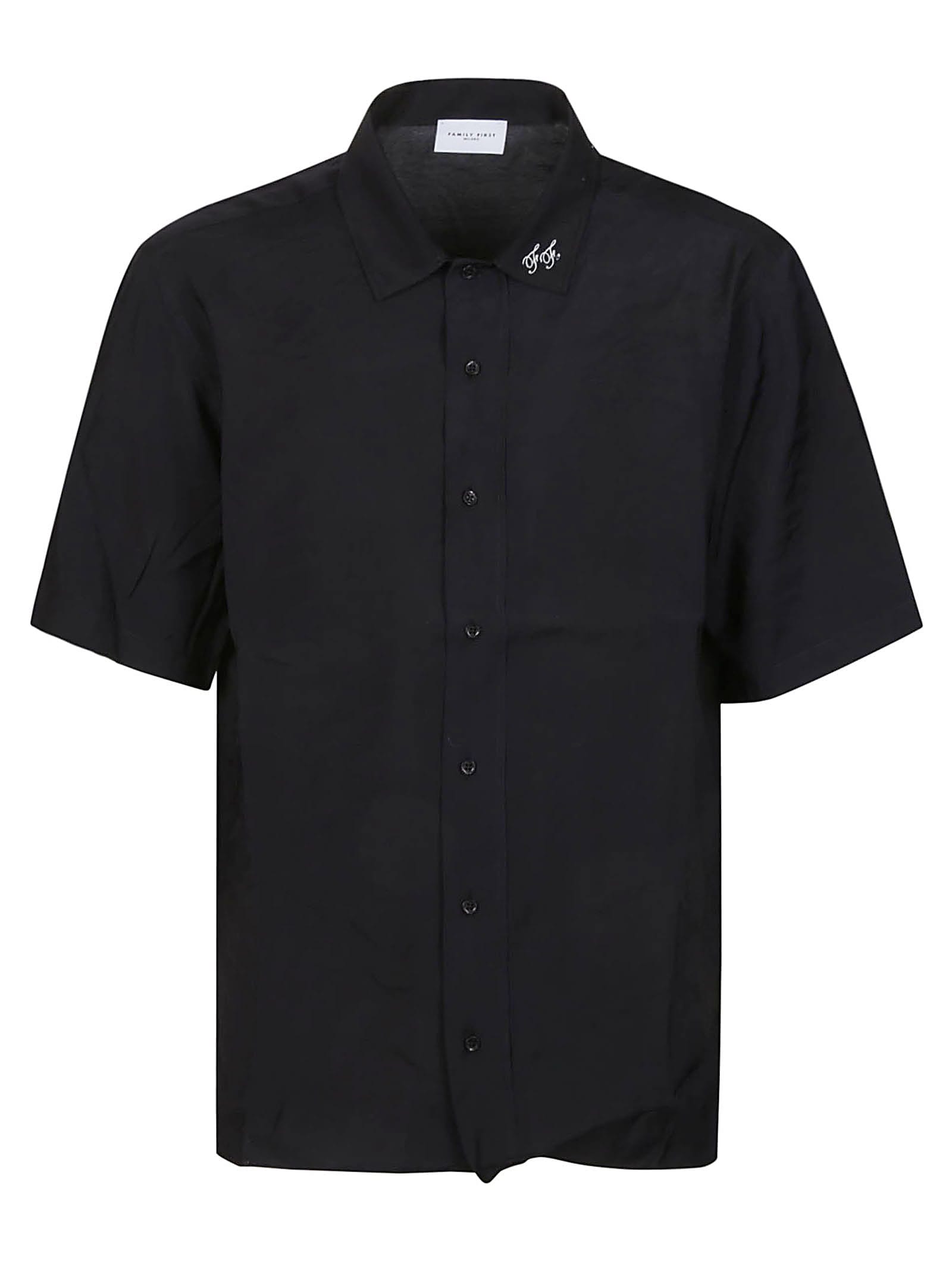 Shop Family First Milano Short Sleeve Cupro Shirt In Black