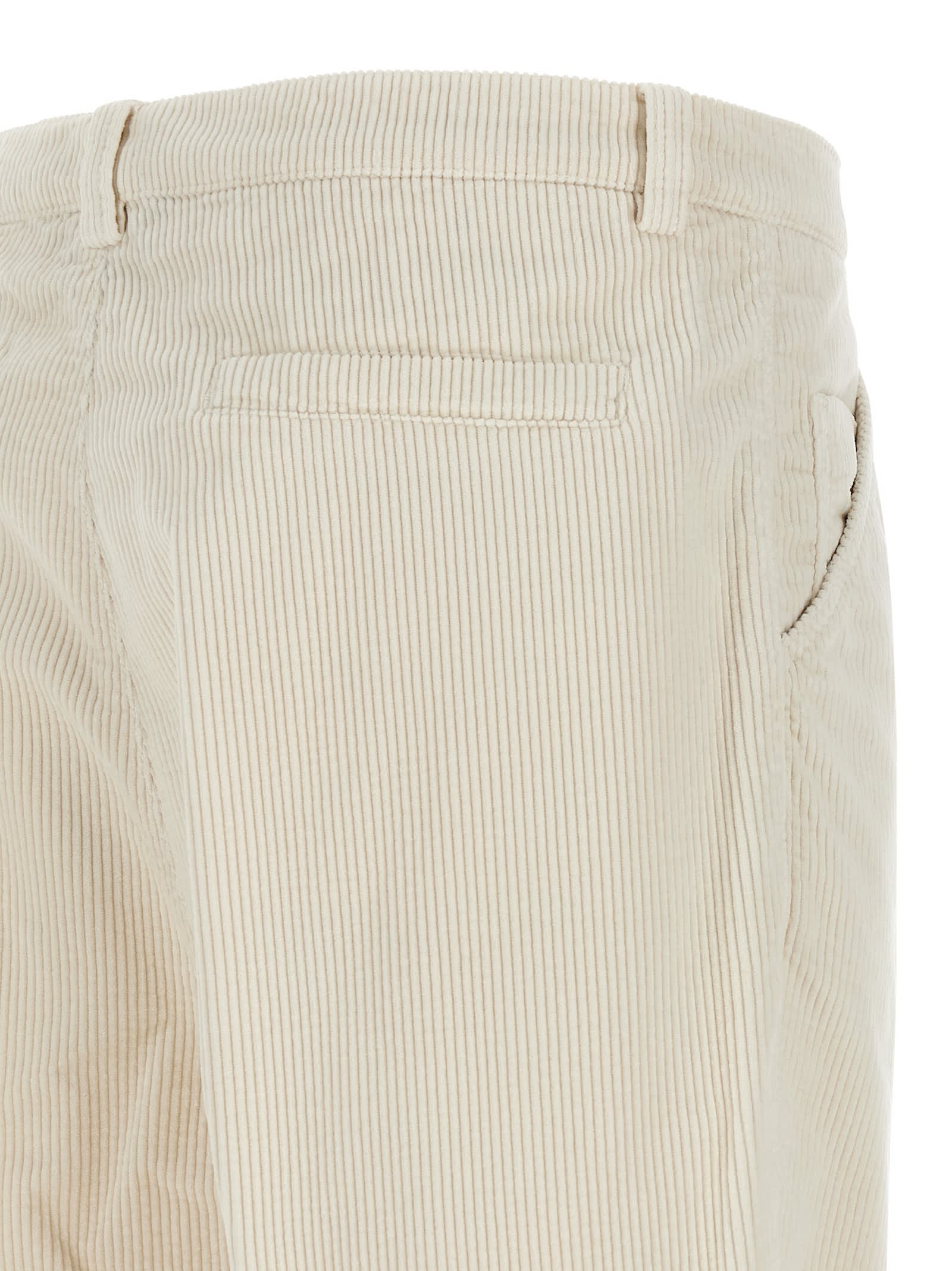 Brunello Cucinelli Corduroy Trousers With Belt Loops And Pockets In Neutral
