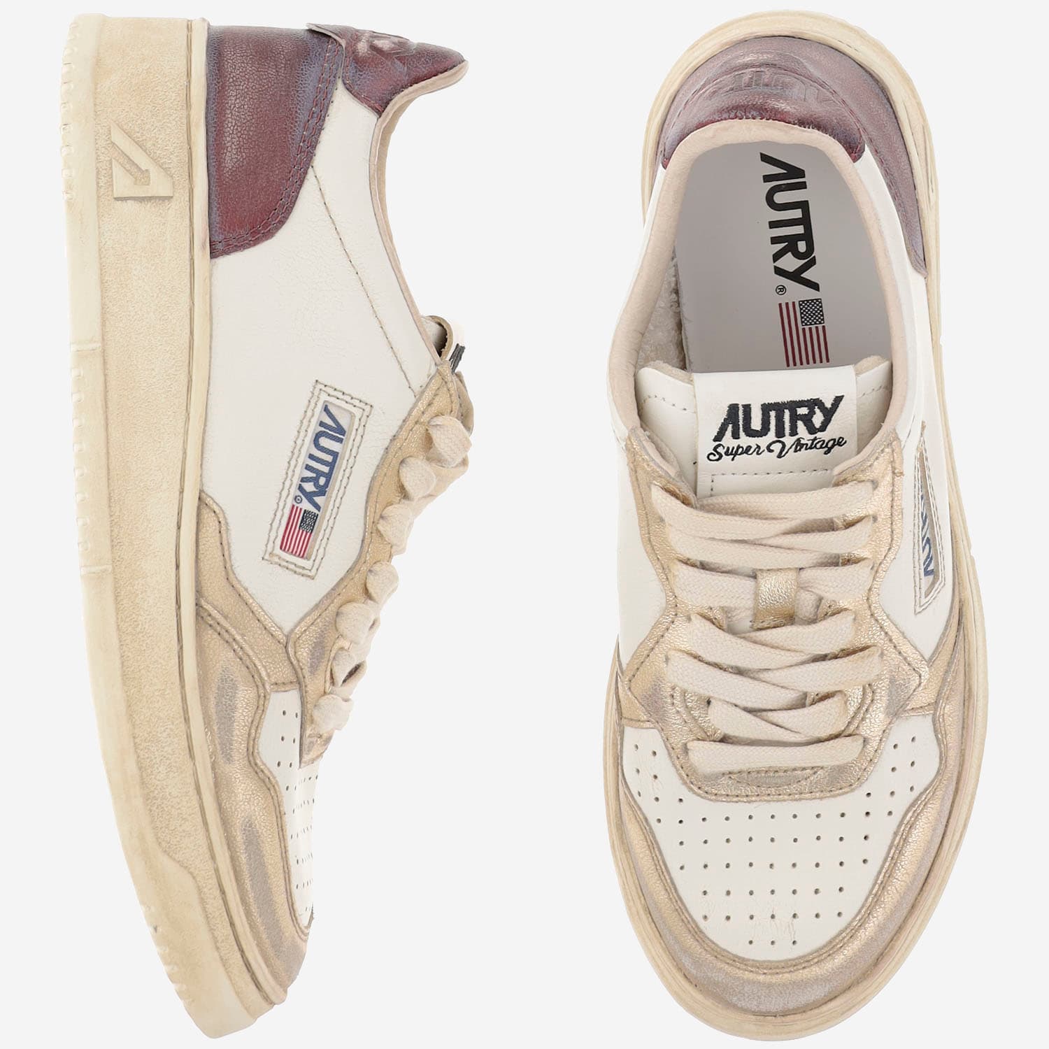 Autry Super Vintage Low-top Leather Sneakers In White