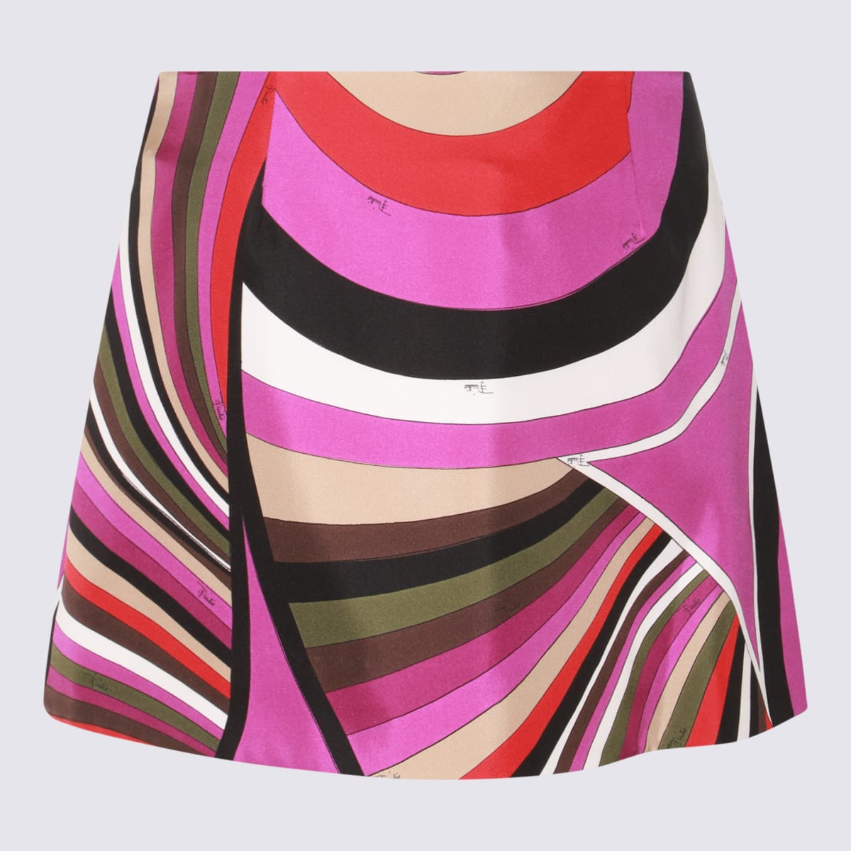 Shop Pucci Multicolor Skirt In Khaki/fuxia