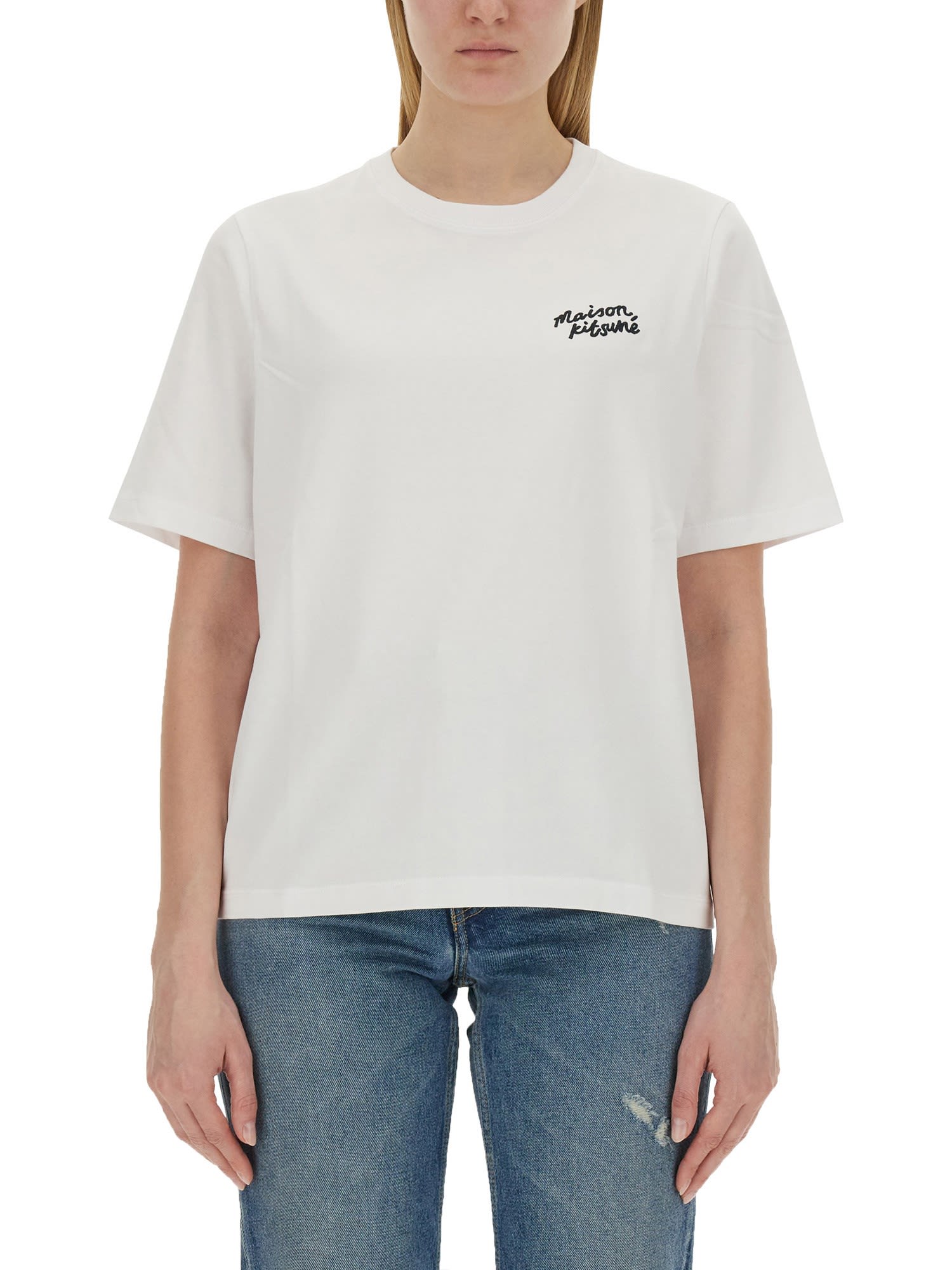 Shop Maison Kitsuné T-shirt With Logo In White