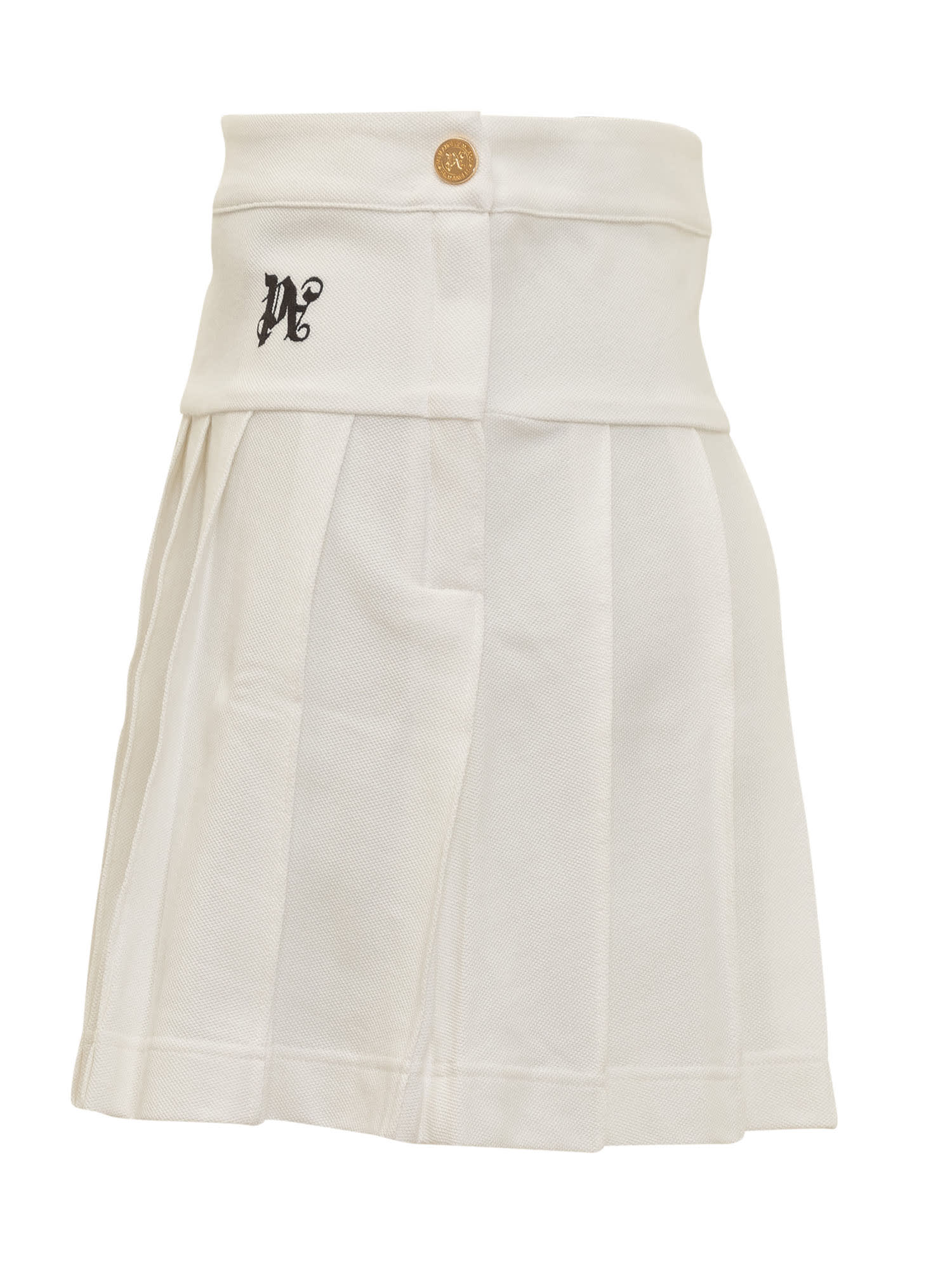 Shop Palm Angels Miniskirt With Pa Monogram In Off White Black
