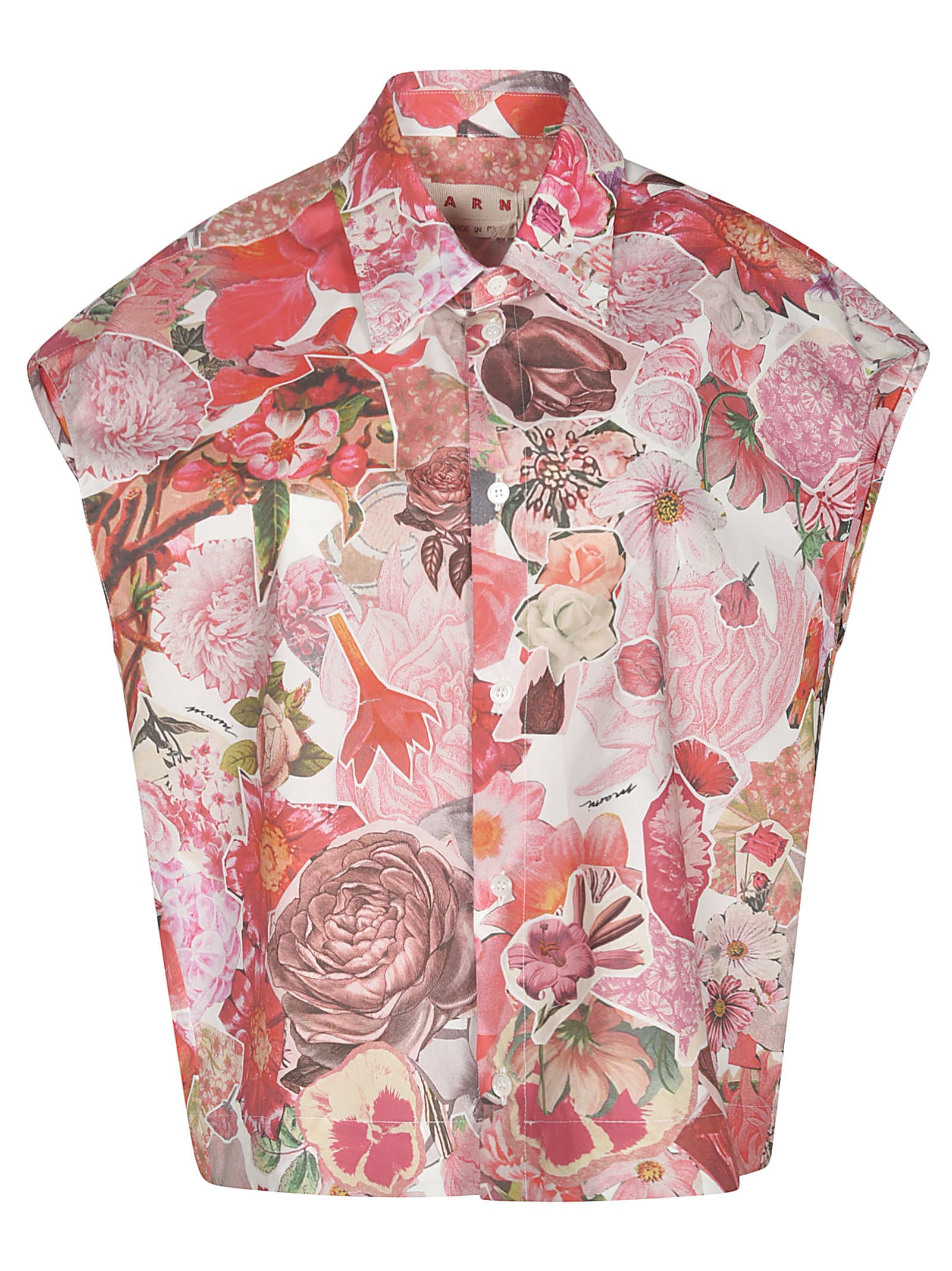Shop Marni Floral Sleeveless Shirt In Multicolor