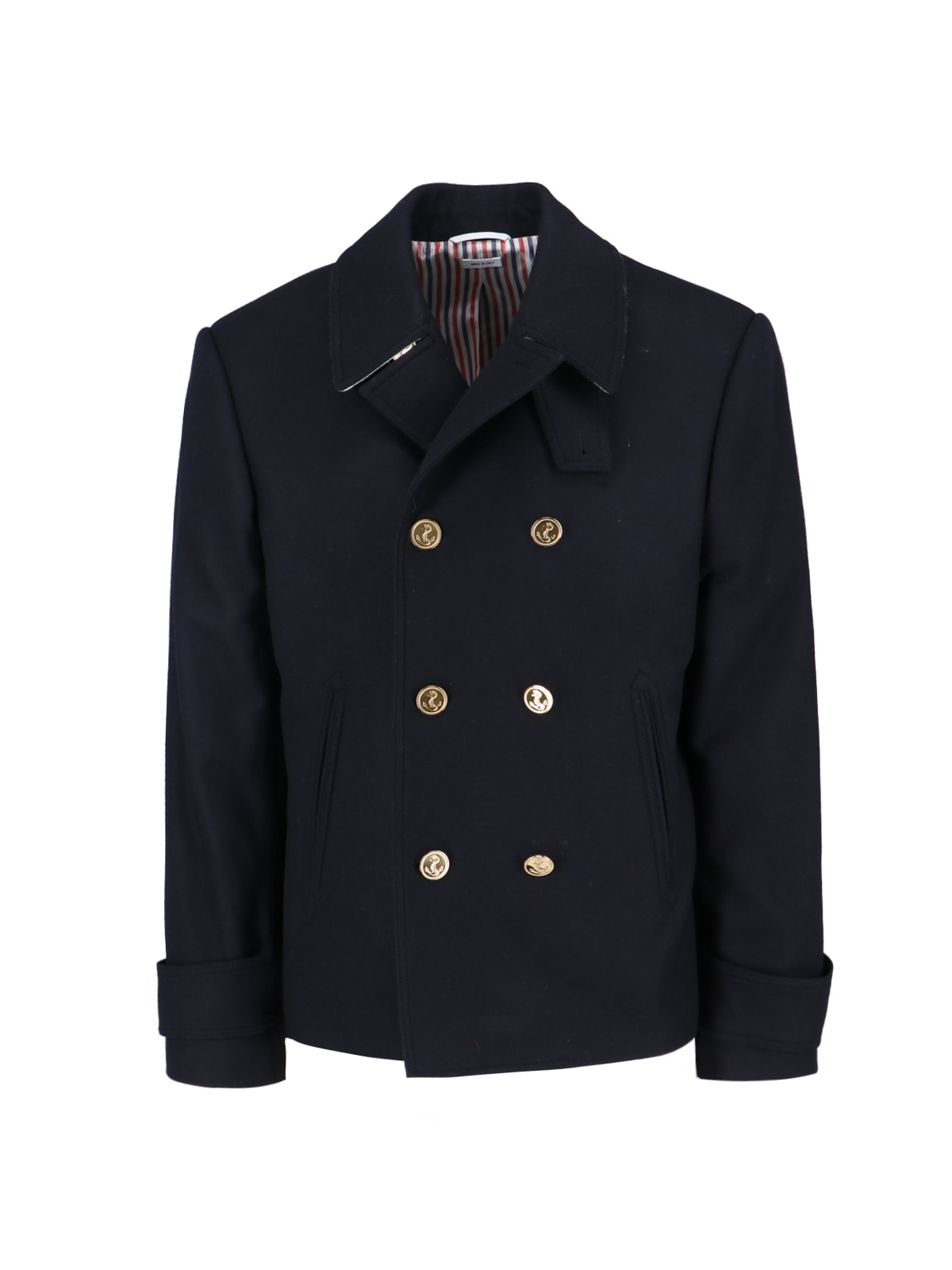 Shop Thom Browne Double-breasted Coat In Blue