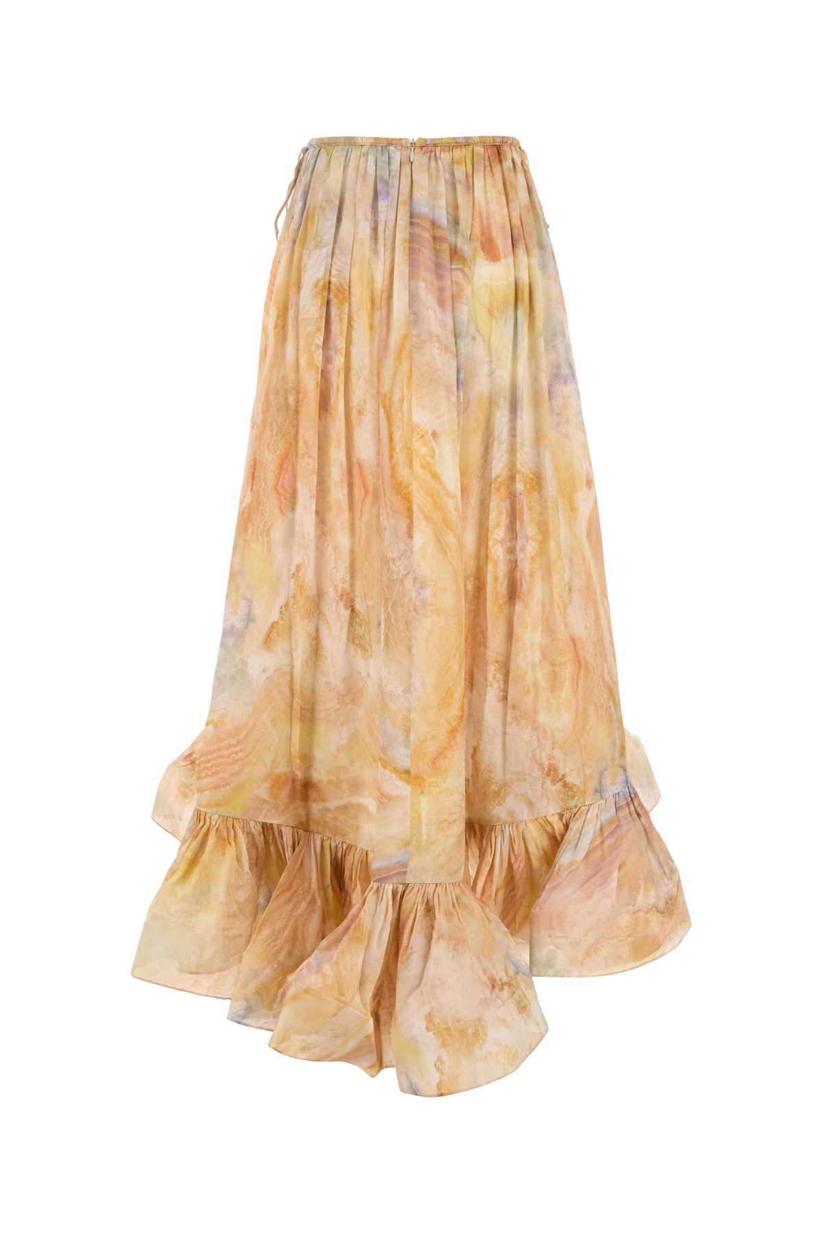 Zimmermann Printed Silk Skirt In Yellow