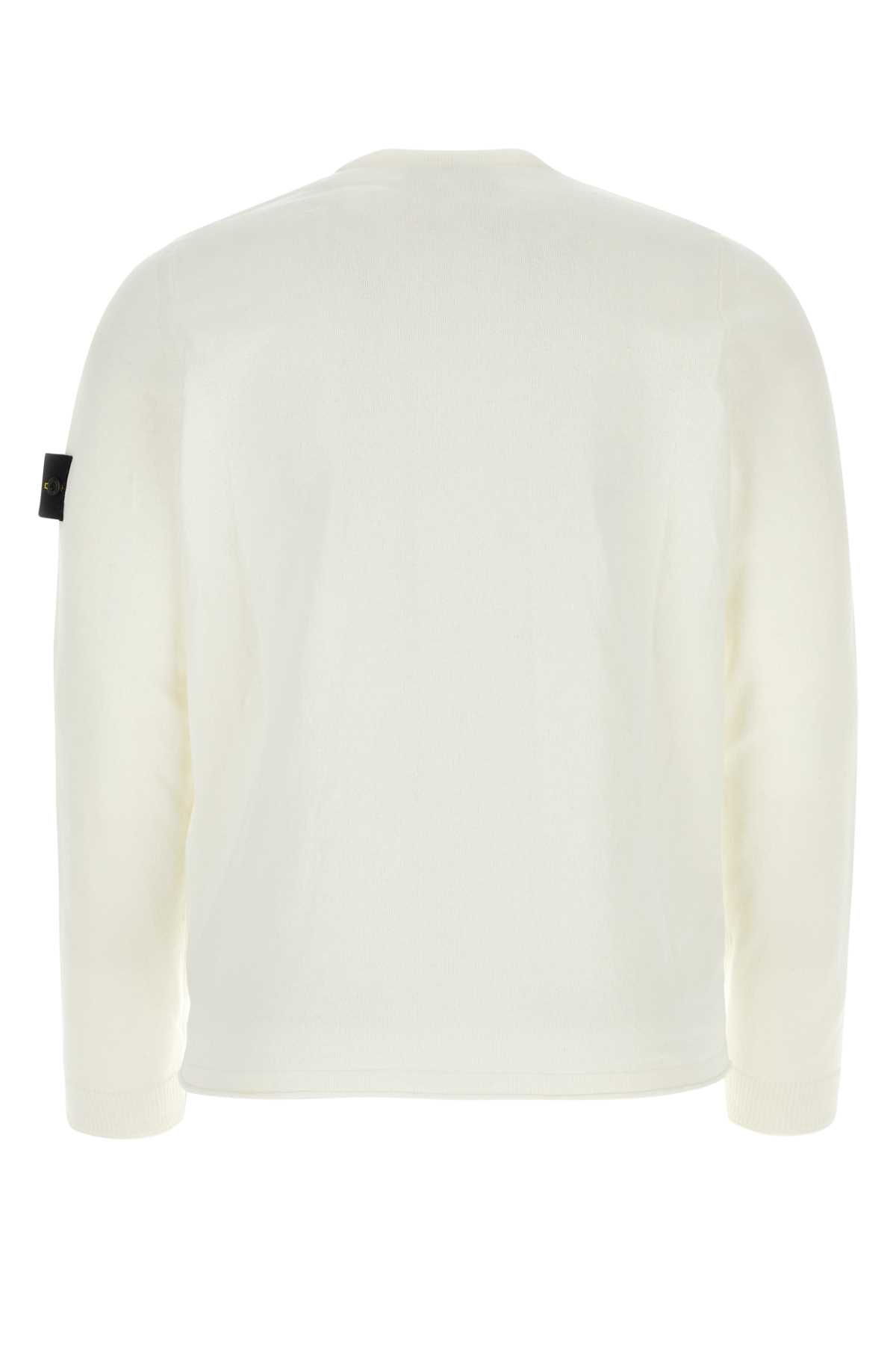 Shop Stone Island White Cotton Sweater In Wht