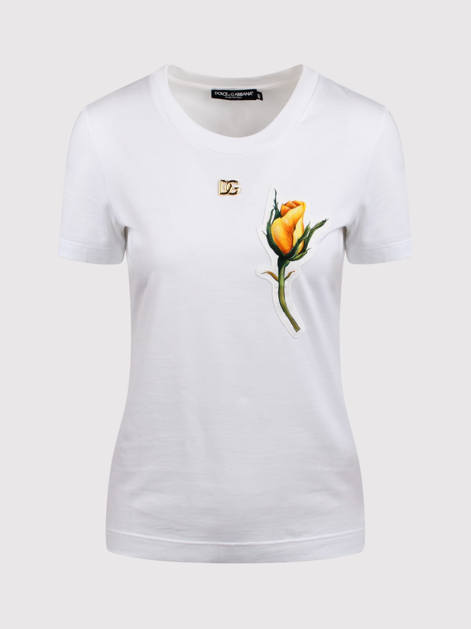 DOLCE & GABBANA DOLCE & GABBANA ROSE-APPLIQUÉ T-SHIRT