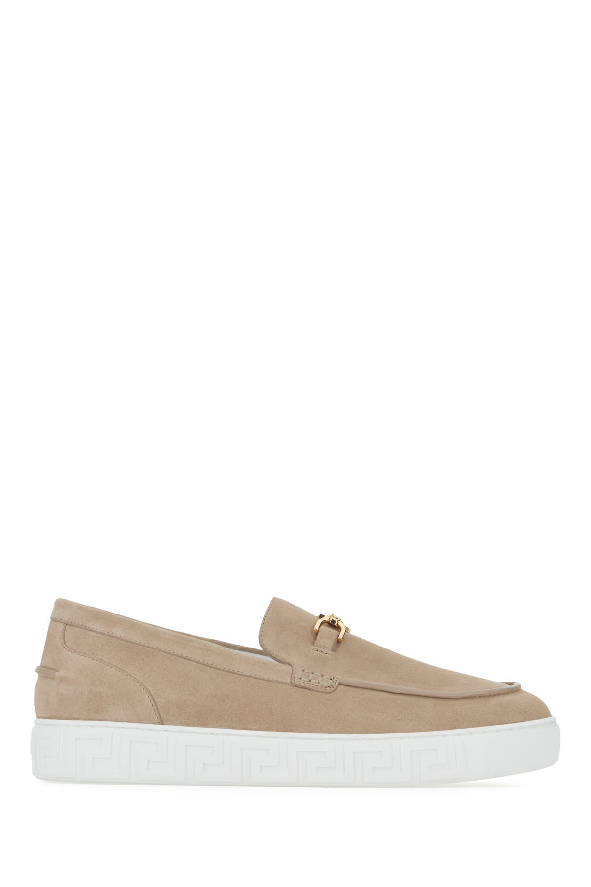 VERSACE BEIGE SUEDE GRECA LOAFERS