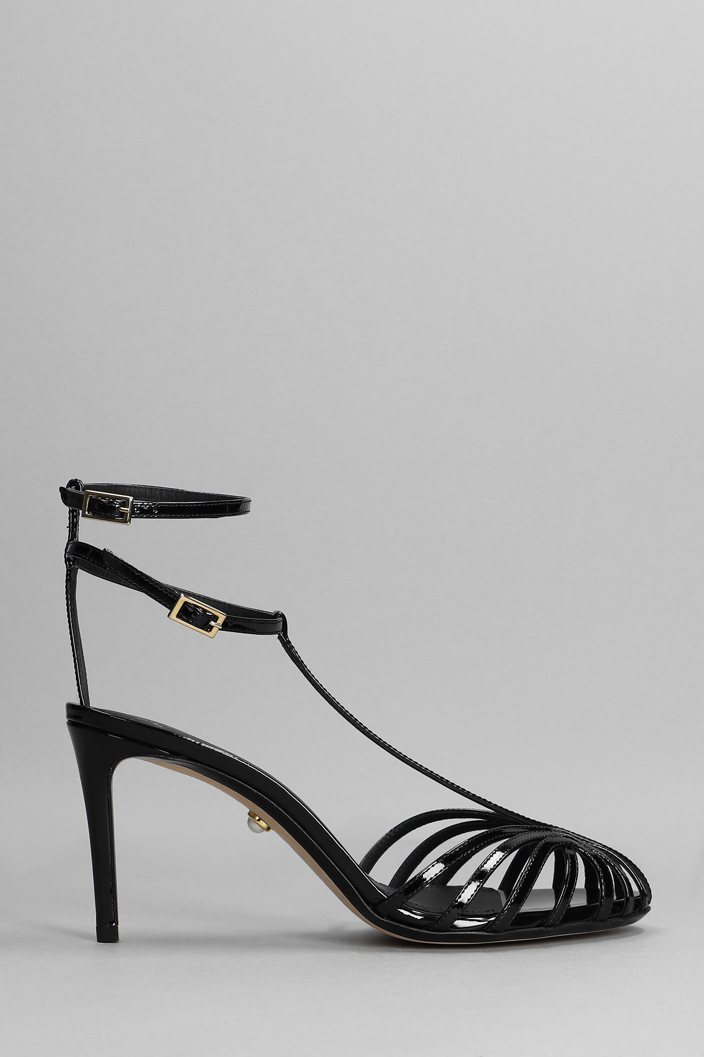 Alevì Sandals In Black Patent Leather