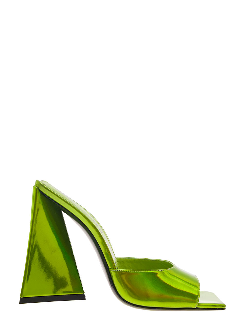 Shop Attico Devon Green Mules With Pyramid Heel In Faux Leather Woman