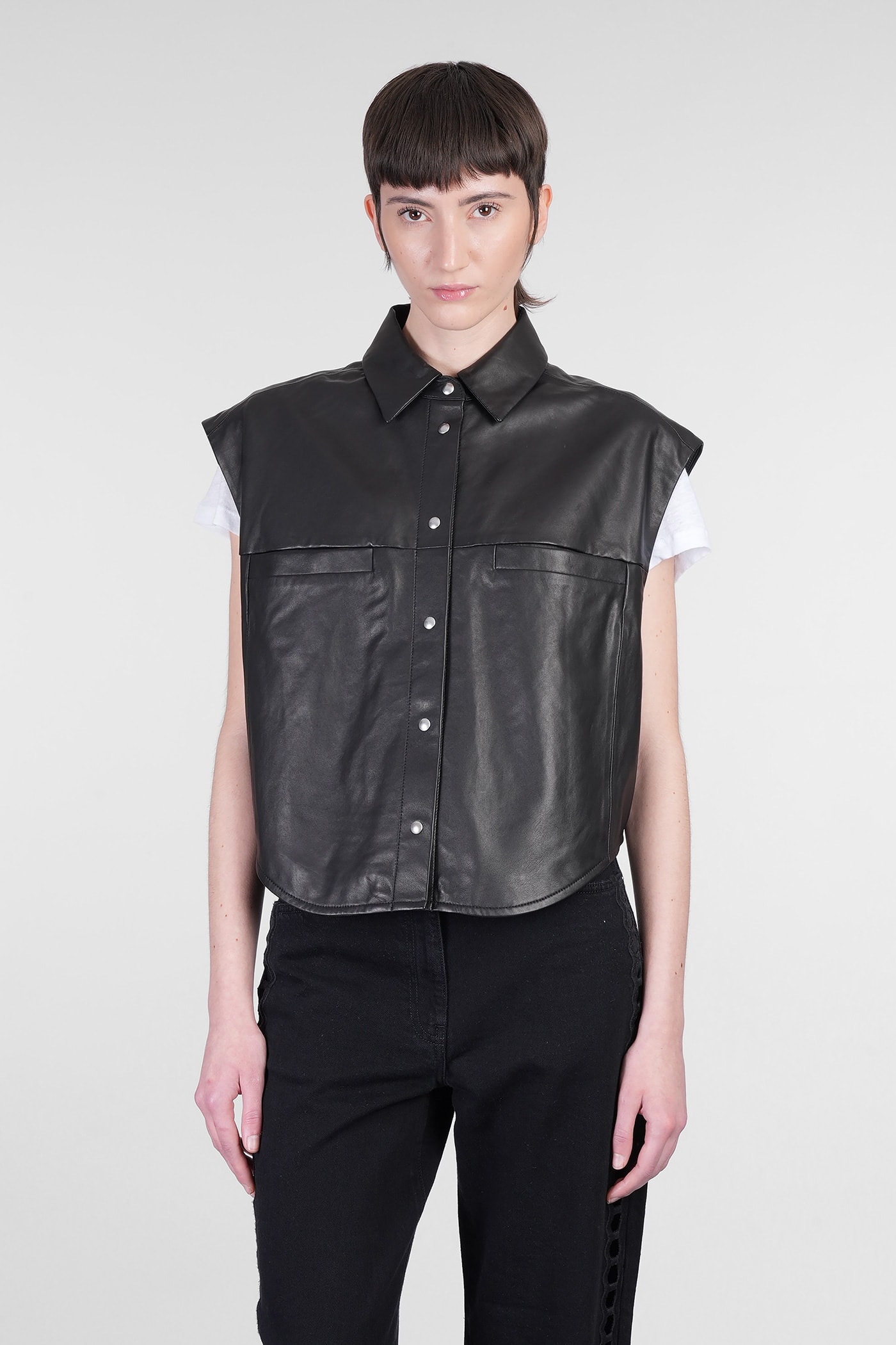 Cadi Shirt In Black Wool And Polyester