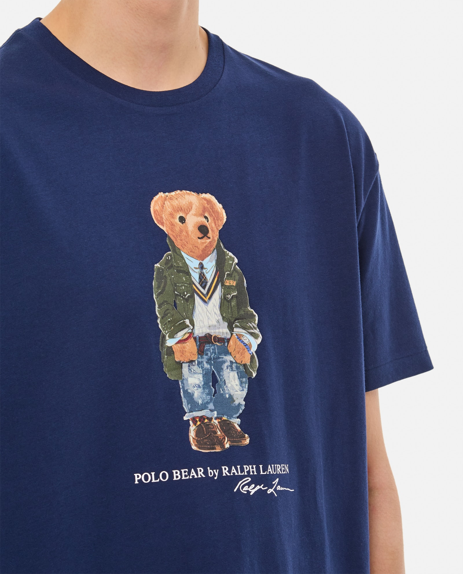 Shop Polo Ralph Lauren Bear Cotton T-shirt In Blu