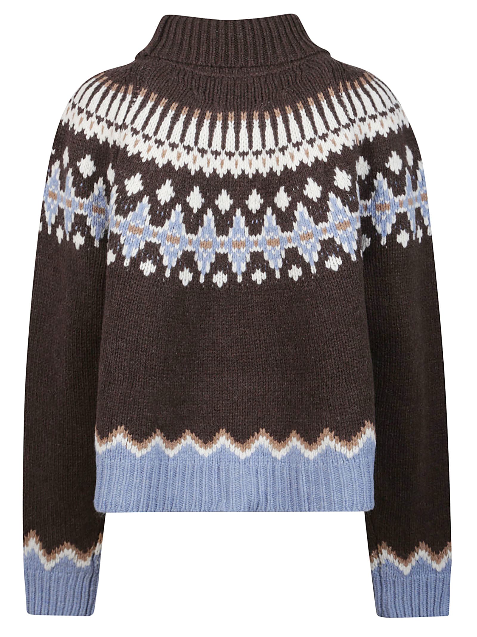 Shop Alanui Sweet Winter Turtle Neck Sweater In Coffee/multicolor