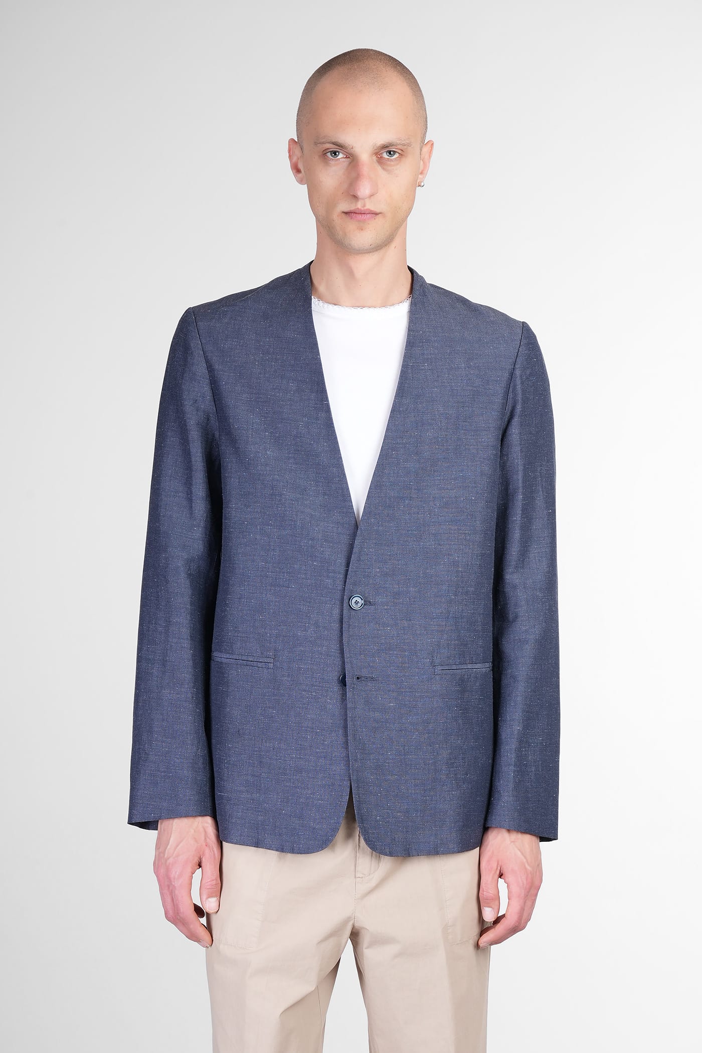 Blazer In Blue Linen
