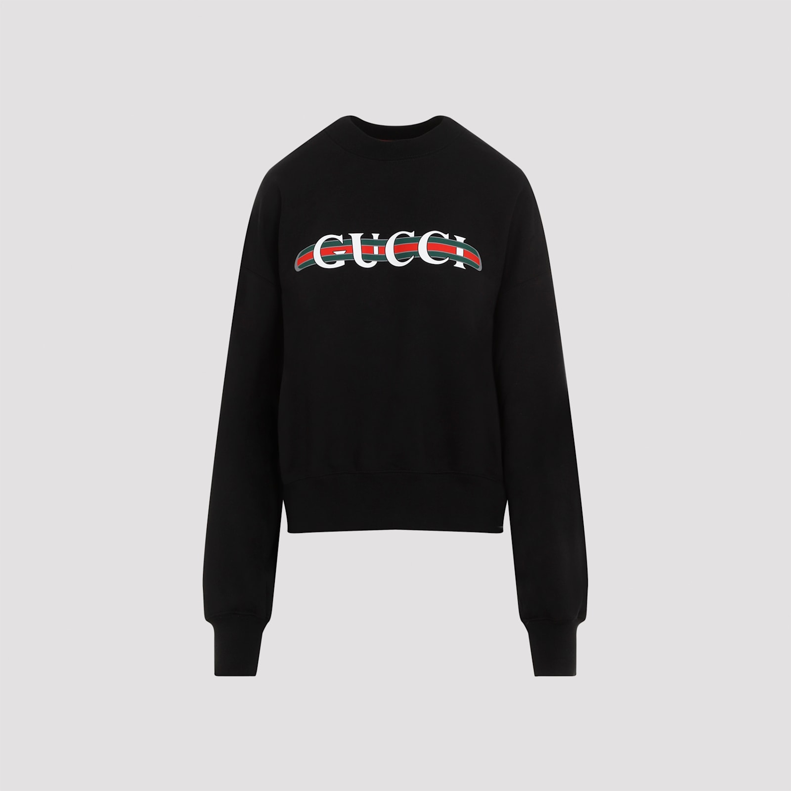 Shop Gucci Crewneck Sweater In Black Multicolor