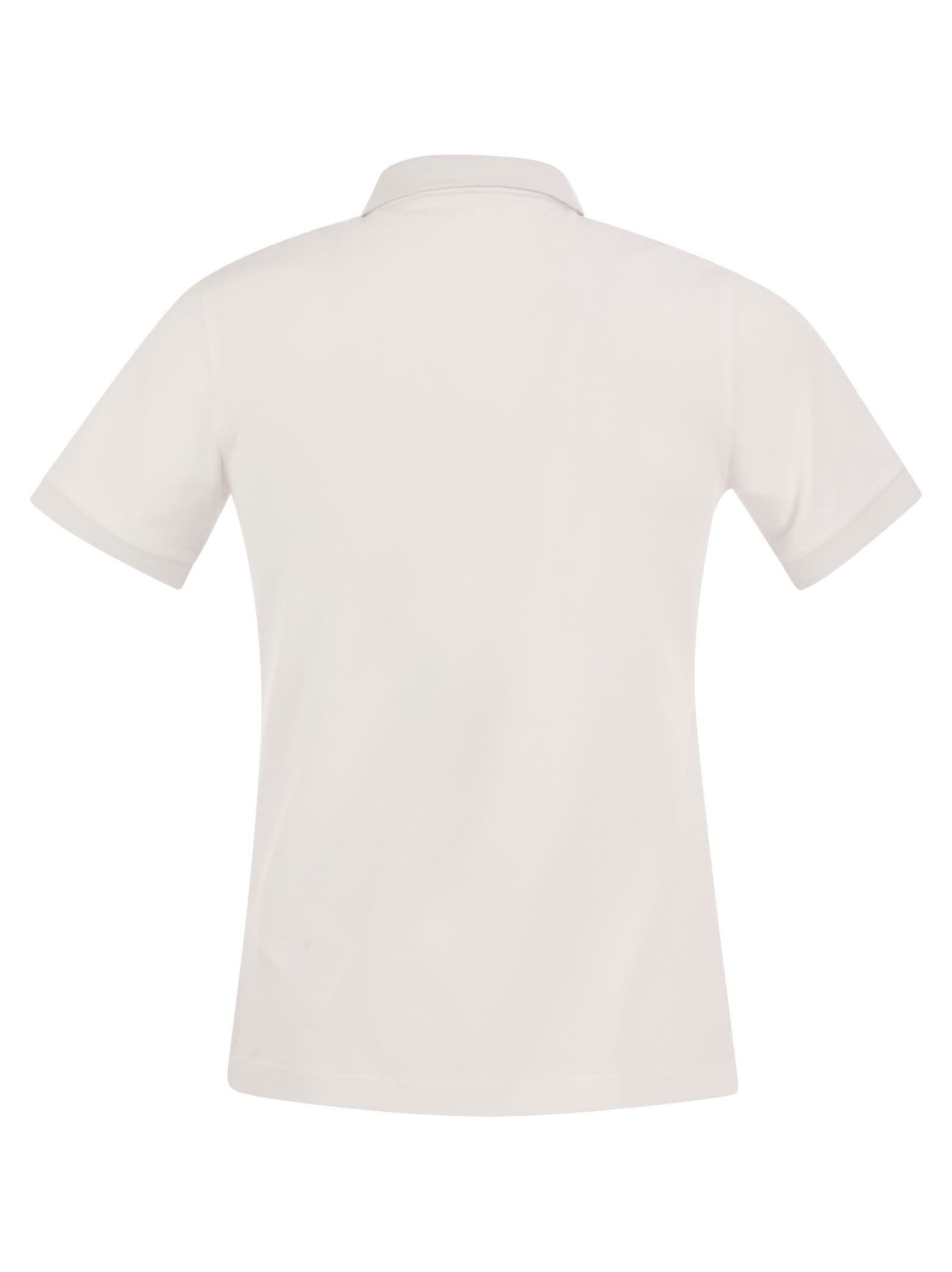 Shop Fay Stretch Polo Shirt In Bianco