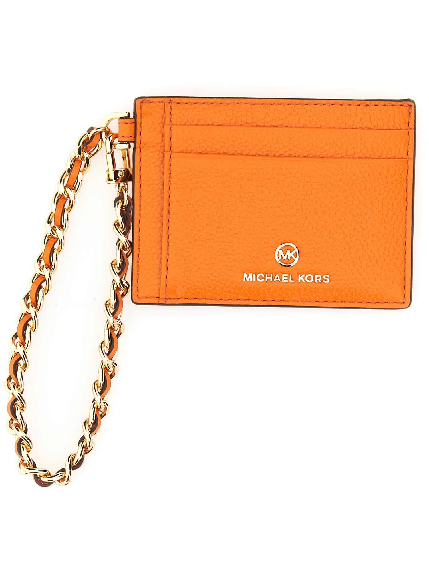Shop Michael Kors Small Credit Card Holder In Apricot