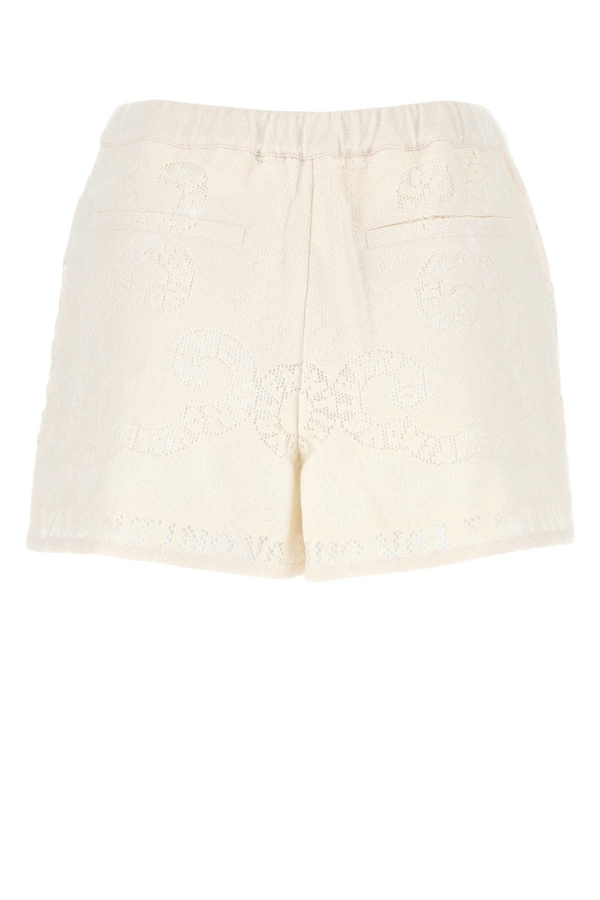 Shop Valentino Ivory Lace Shorts In Avorio