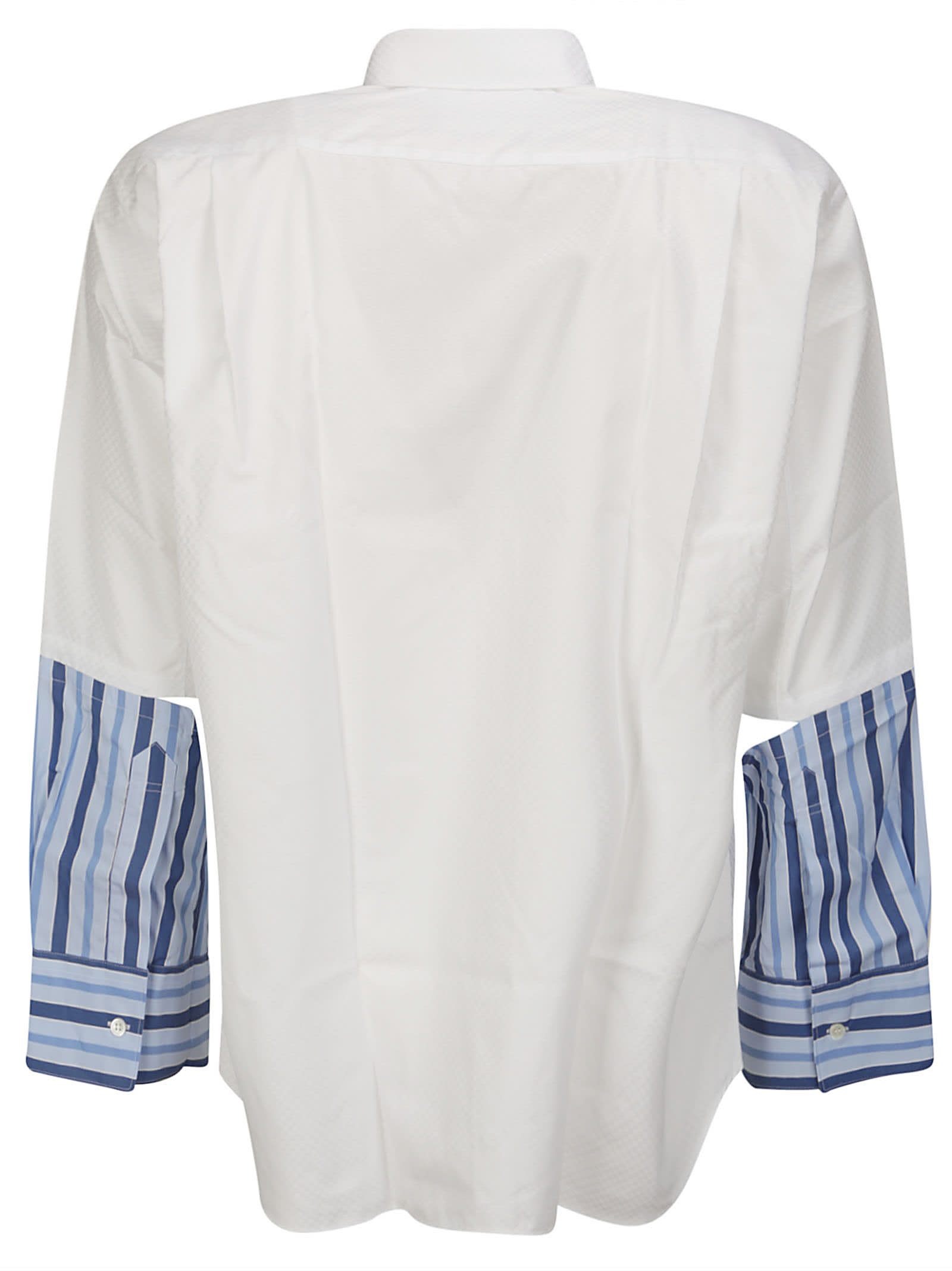 Shop Comme Des Garçons Shirt Cotton Dobby Check X Cotton Stripe Poplin In White/stripe