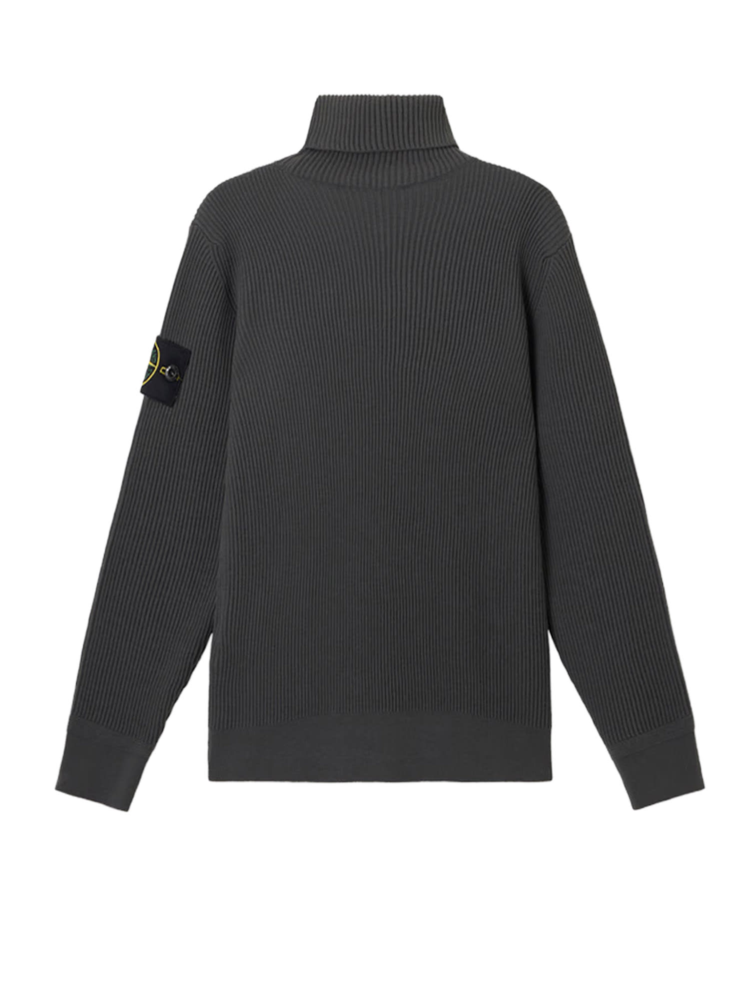 Stone Island Virgin Wool Turtleneck Sweater With Long Sleeves In Gray