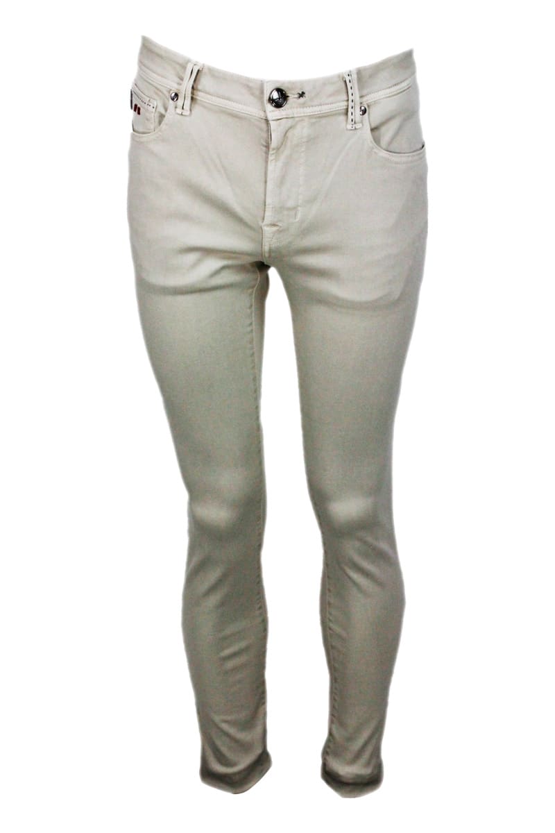 Sartoria Tramarossa Leonardo Slim Zip Trousers In Super Stretch Cotton With 5 Pockets