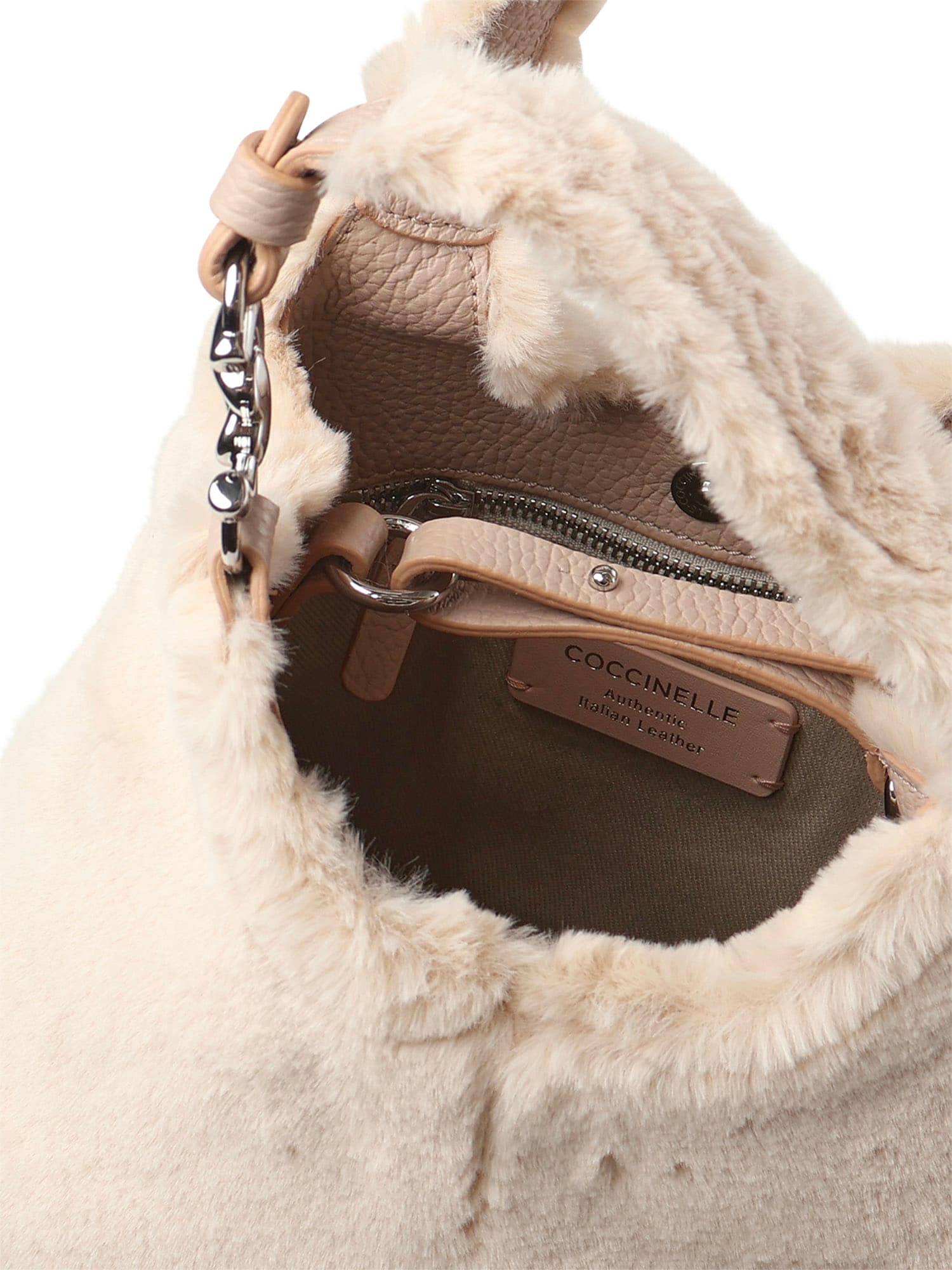 Coccinelle C-easy Bag In Faux Fur And Leather In Pink