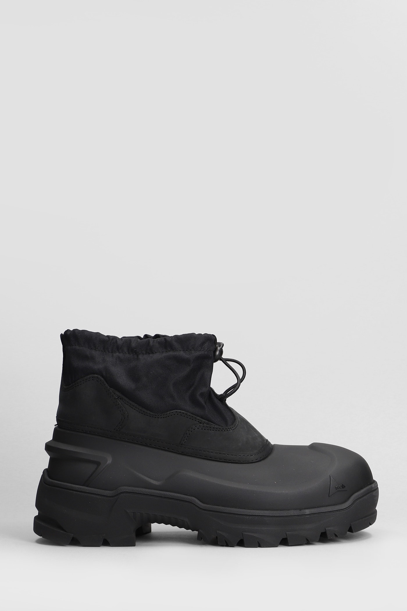 ROA LOW TOP RUBBER BOOT COMBAT BOOTS IN BLACK RUBBER/PLASIC 